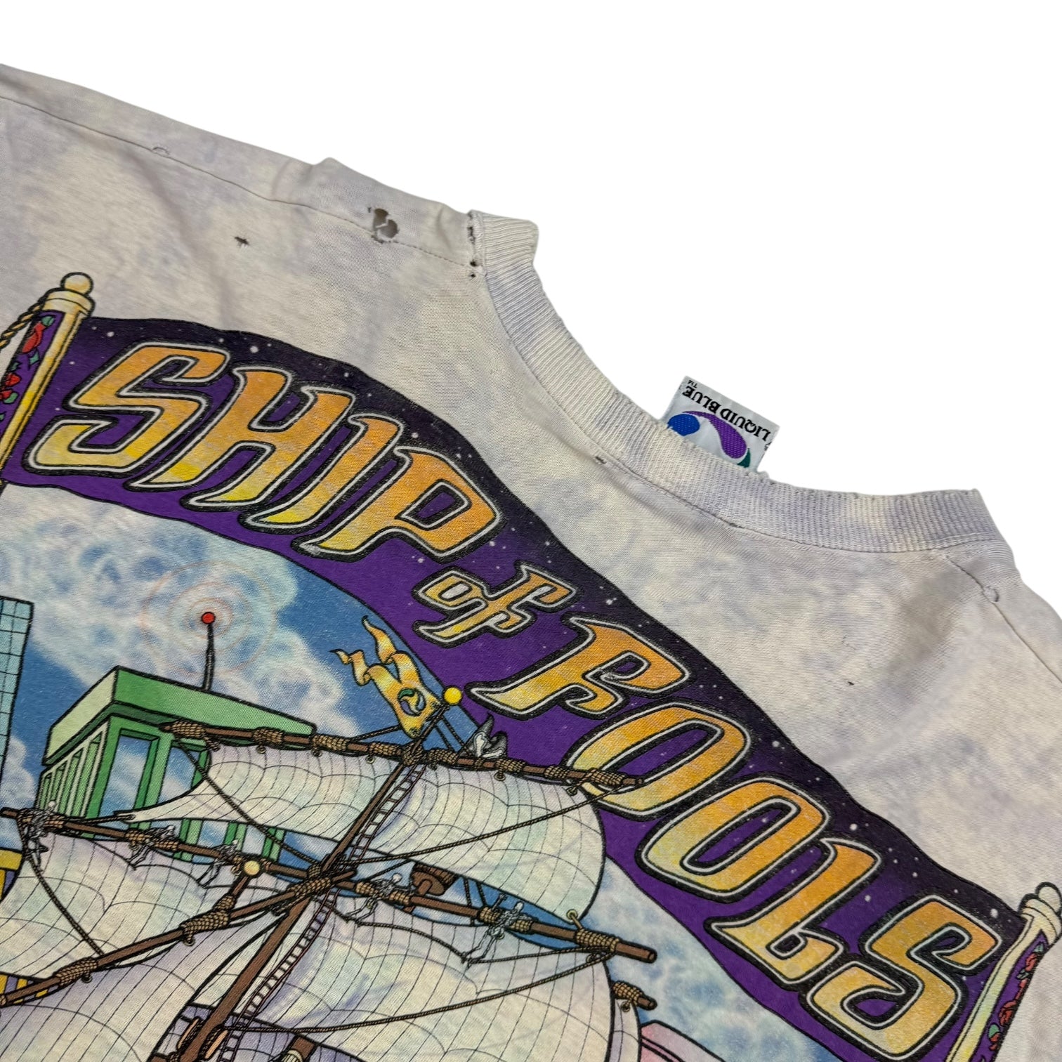 1993 Liquid Blue Grateful Dead Ship Of Fools Tee White