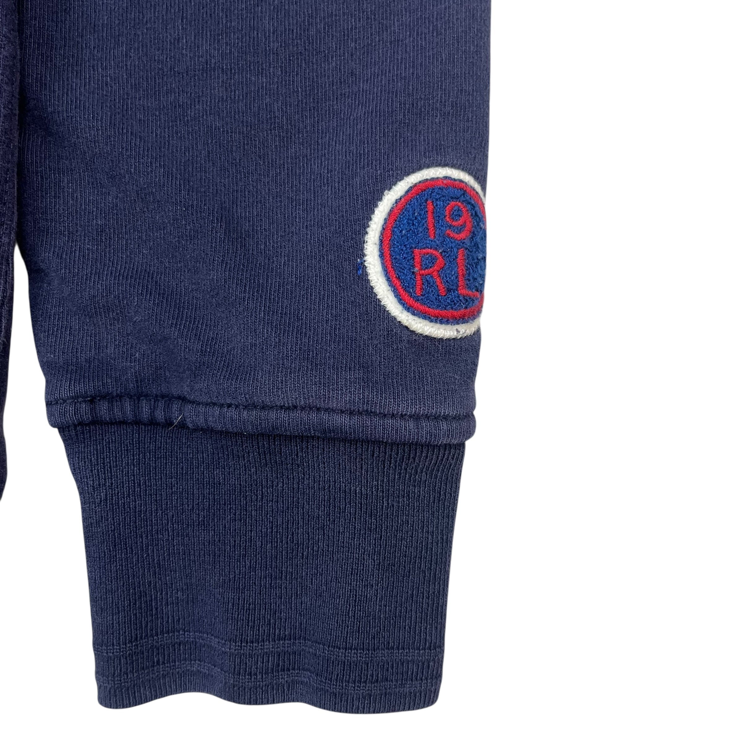 Vintage Polo Ralph Lauren Hooded Rugby Shirt Navy Blue/White