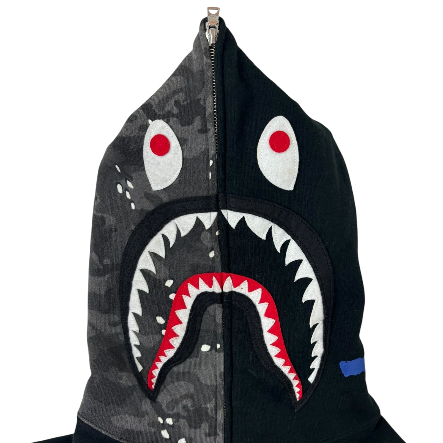 Stussy x BAPE Full-Zip Shark Face “Busy Works Still Kickin’ It!!” Hoodie Black