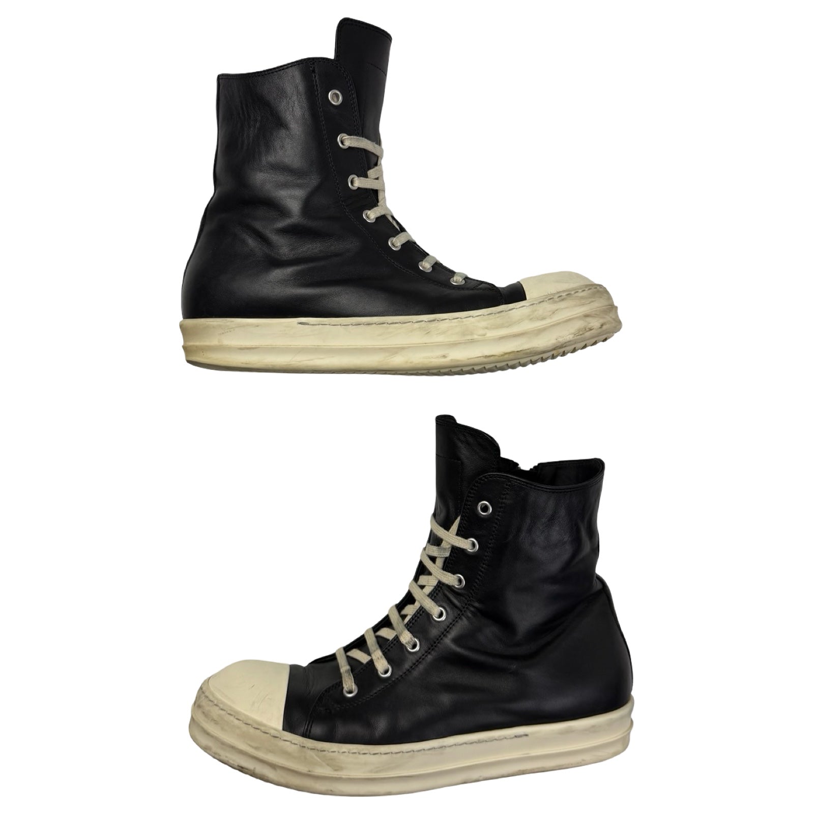 Rick Owens Ramones Leather High Top Black Cream (Used)