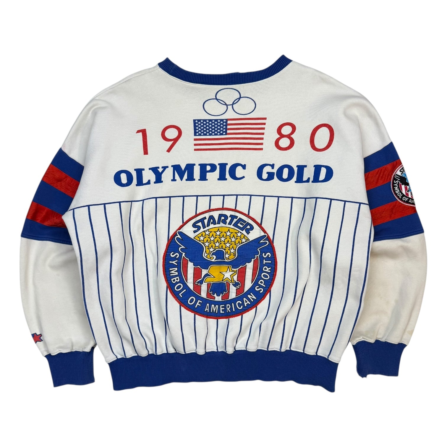 Vintage Starter 1980 Olympics USA Gold Medal Crewneck White/Blue/Red
