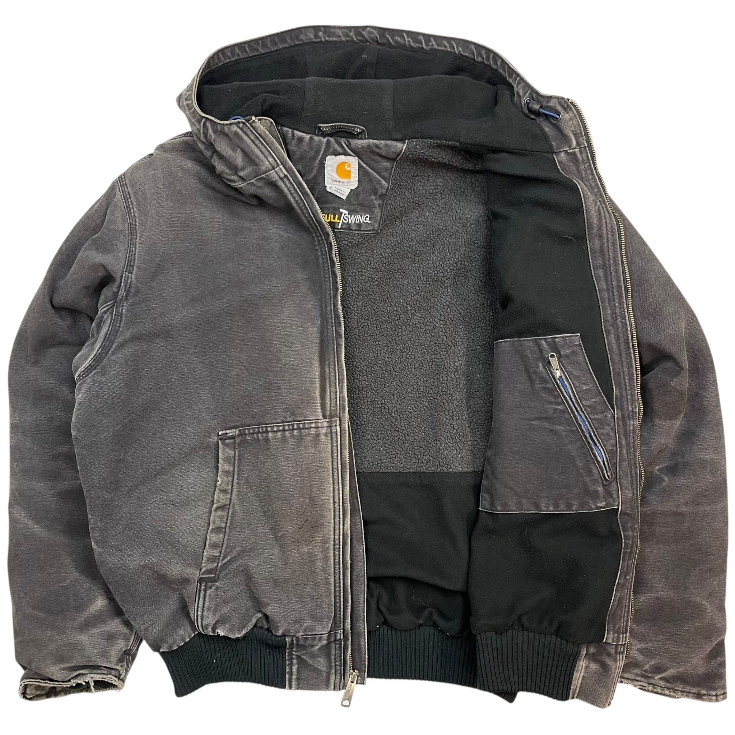 Vintage Carhartt J130 DKB Hooded Jacket Dark Grey