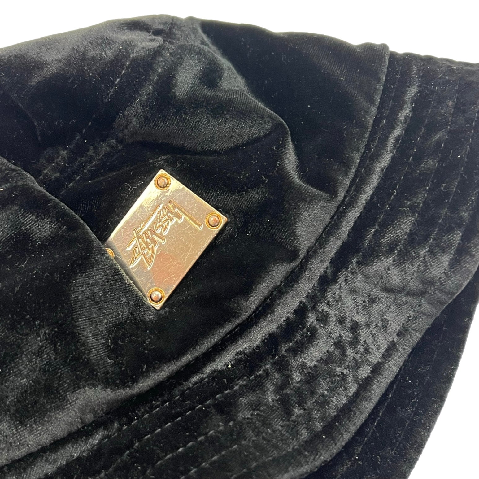 Vintage Stussy Velvet Bucket Hat Black