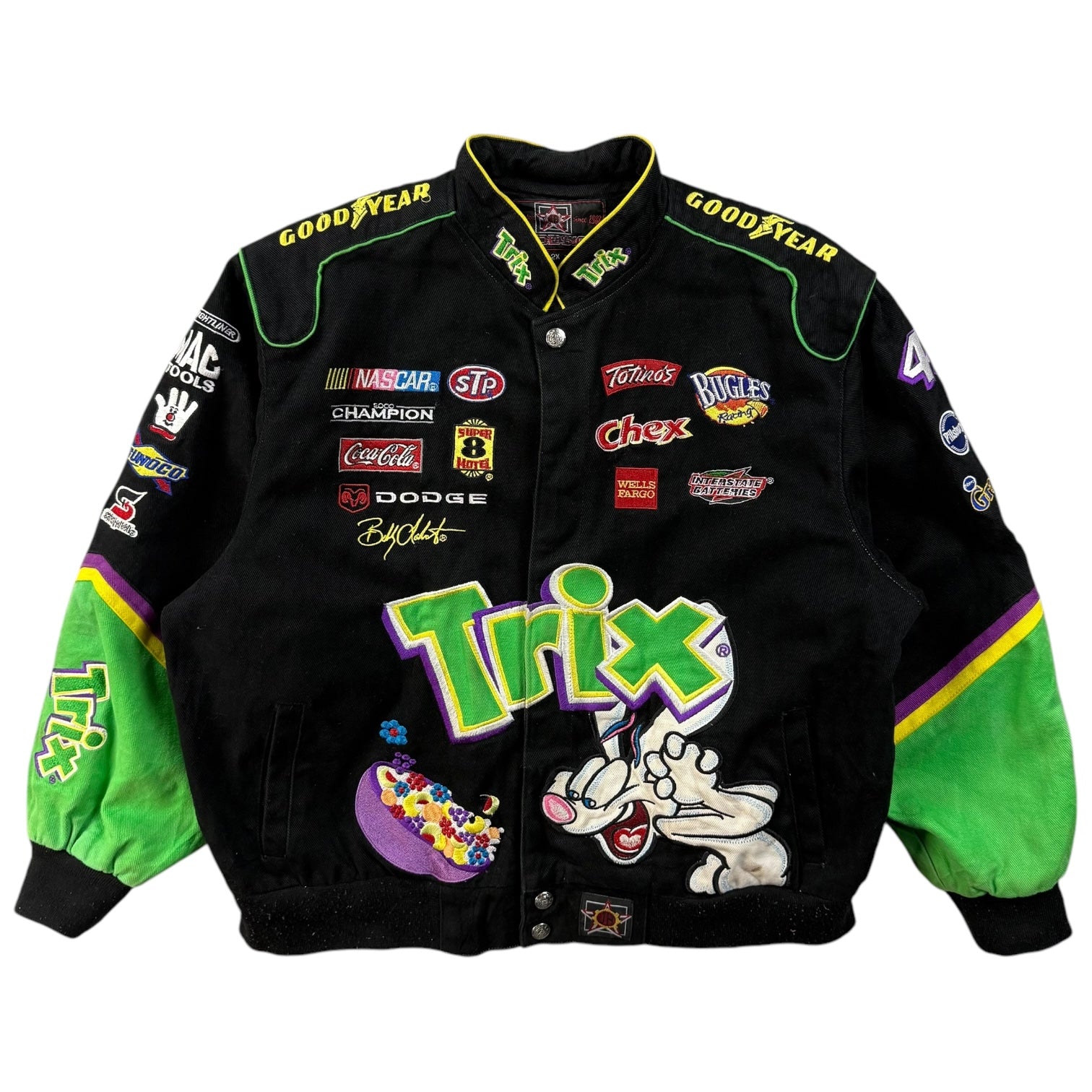 Vintage Jeff Hamilton NASCAR Trix Racing Jacket Black/Green