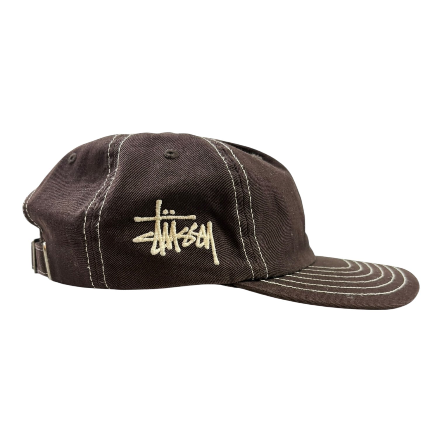 Stussy Low Pro Basic Visor Stitch StrapBack Hat Brown