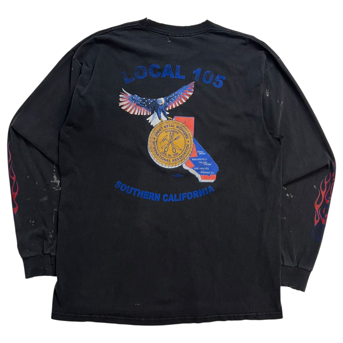 Vintage Local 105 Southern Cali Sheet Metal Workers Long Sleeve T-Shirt Black