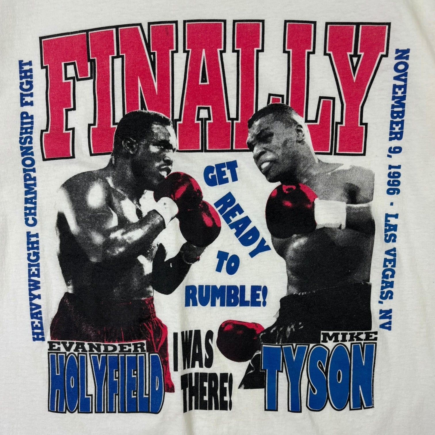 Vintage 1996 Holyfield Vs. Tyson Heavyweight Champion Fight T-Shirt White