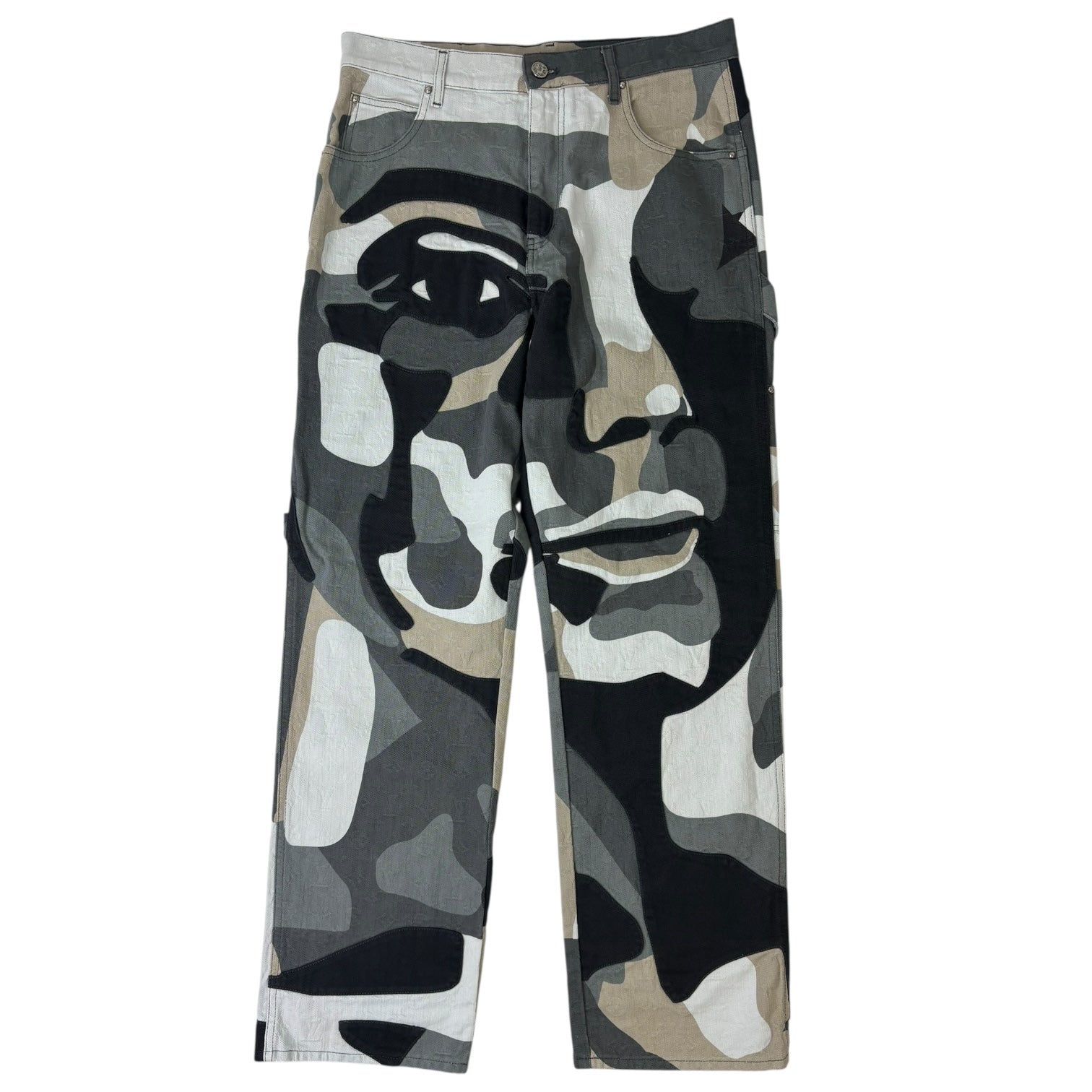 Louis Vuitton x Kid Super Patchwork Portrait Denim Pant Grey