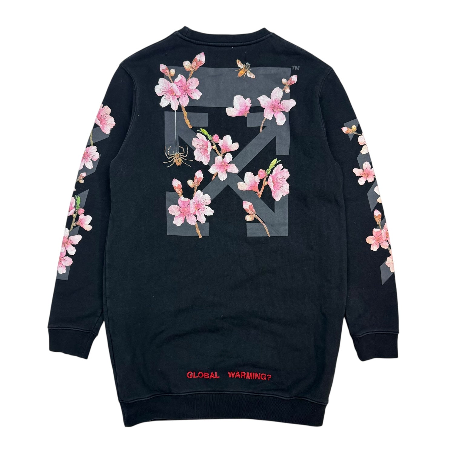 Off-White Global Warming Cherry Blossom Crewneck Black