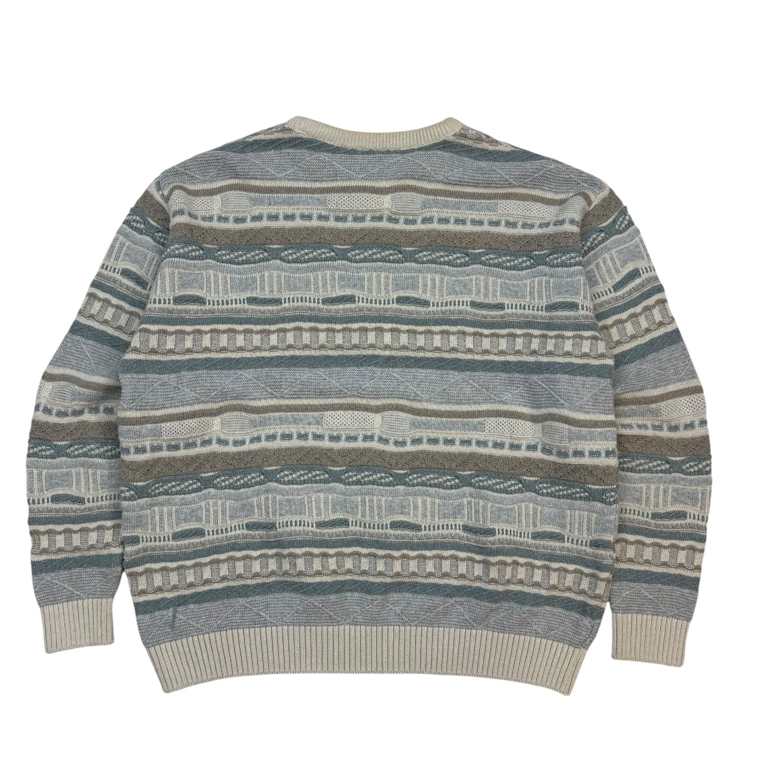 Vintage Tom Hanson Coogi Style Knit Sweater Light Blue/ Beige
