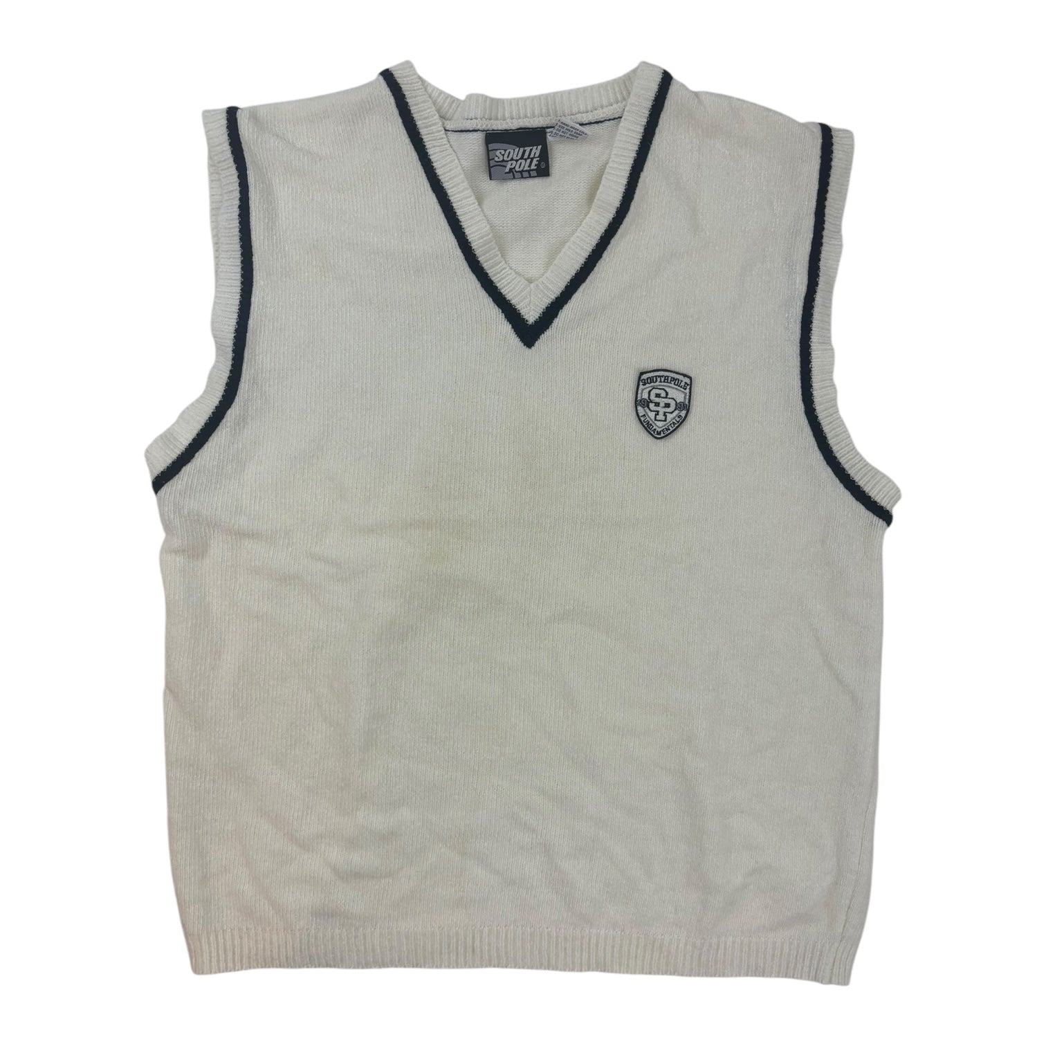 Vintage Y2K Southpole Chenille Sweater Vest White