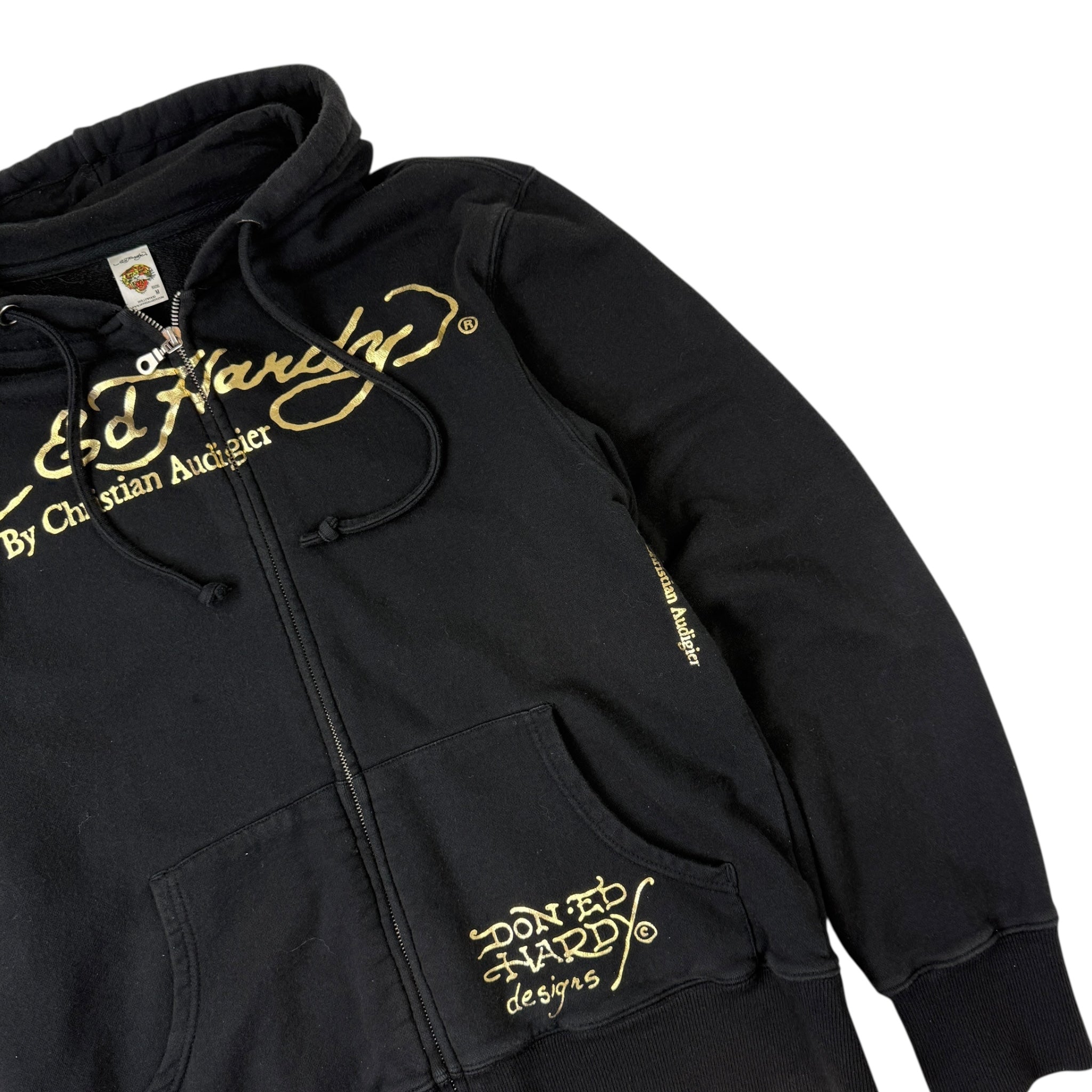 Vintage Y2K Ed Hardy Exploding Skull Zip-Up Hoodie Black
