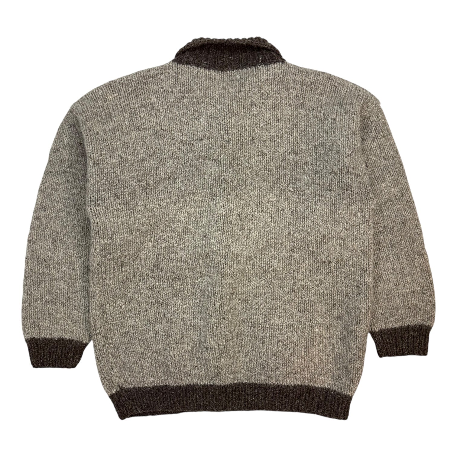 Vintage Cowichan Style Snowflake Wool Button Up Cardigan Brown