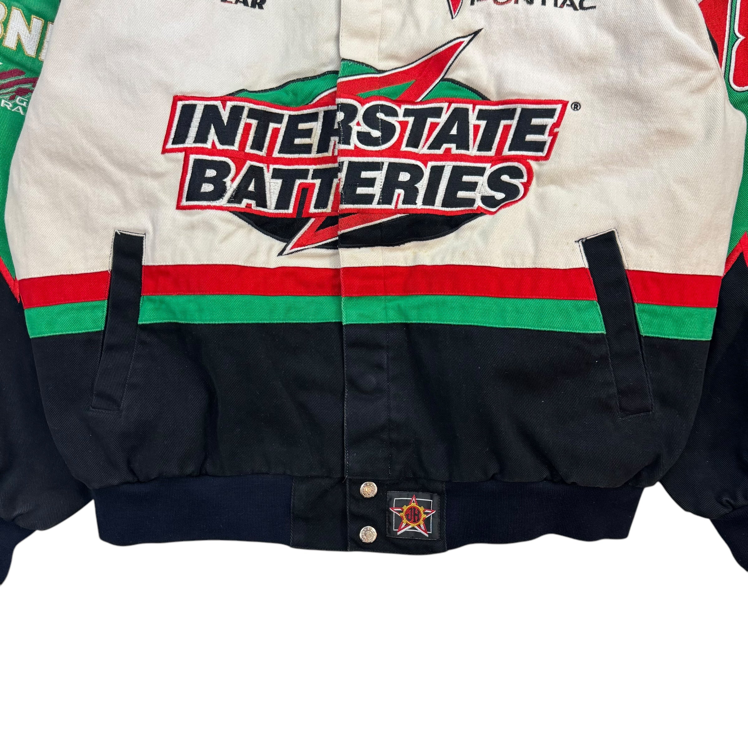 Vintage Jeff Hamilton NASCAR Interstate Batteries Bobby Labonte Racing Jacket Tricolor