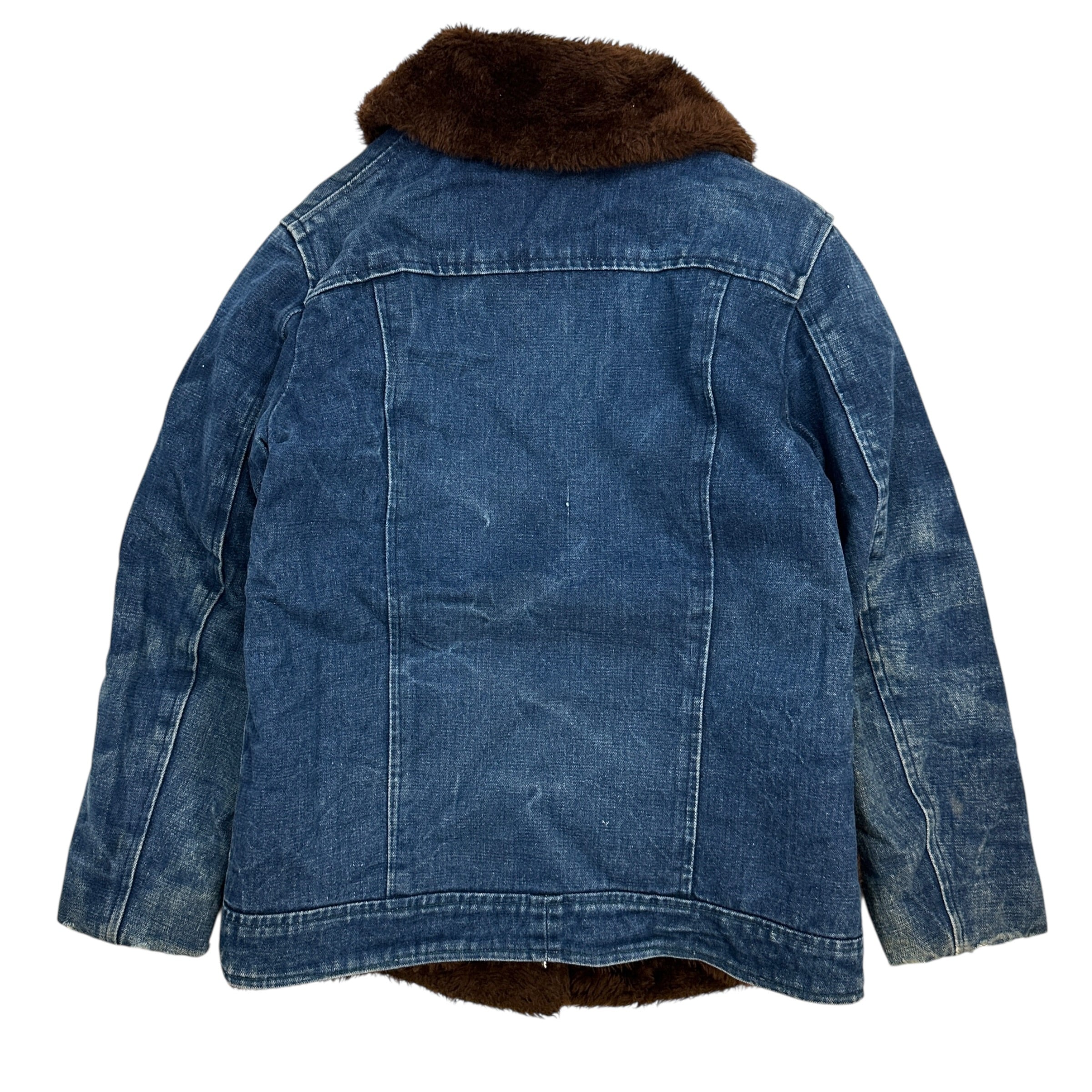 (W) Vintage Faux Fur Denim Barn Coat