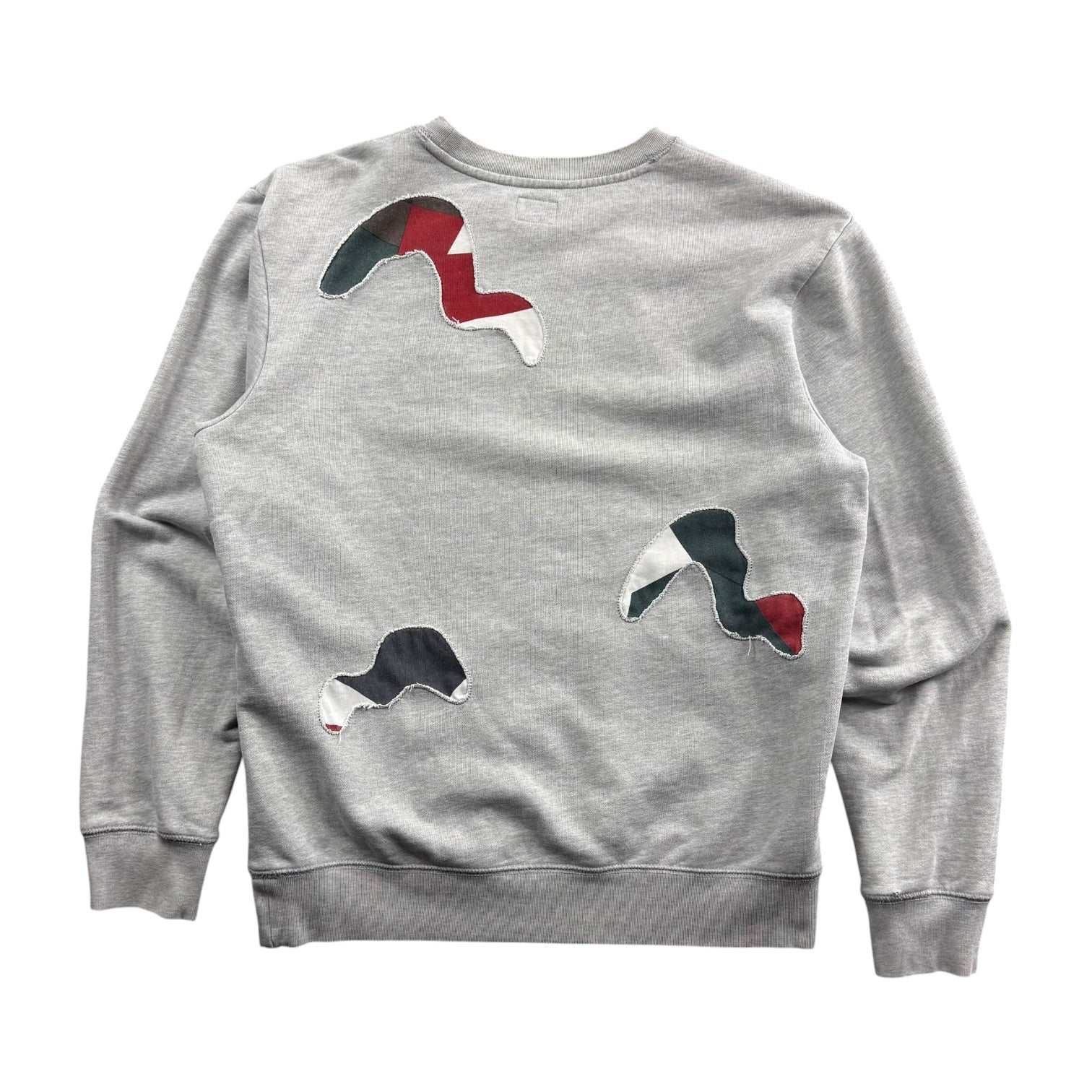 Evisu Distressed Patchwork Logos Crewneck Grey