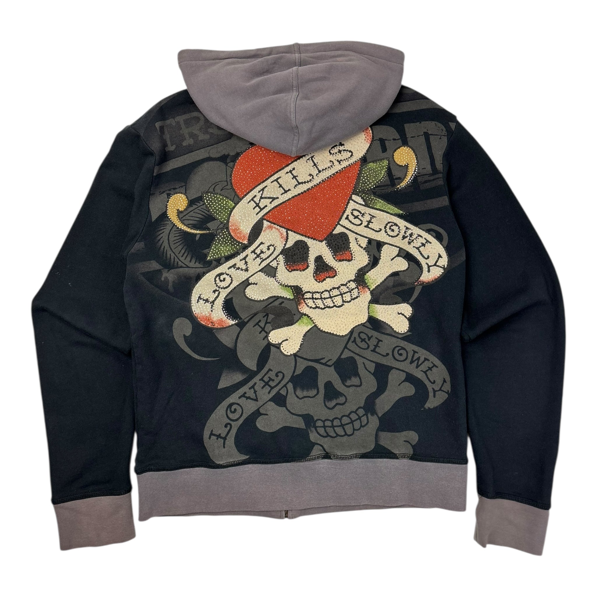 Vintage Y2K Ed Hardy Rhinestone Zip Hoodie