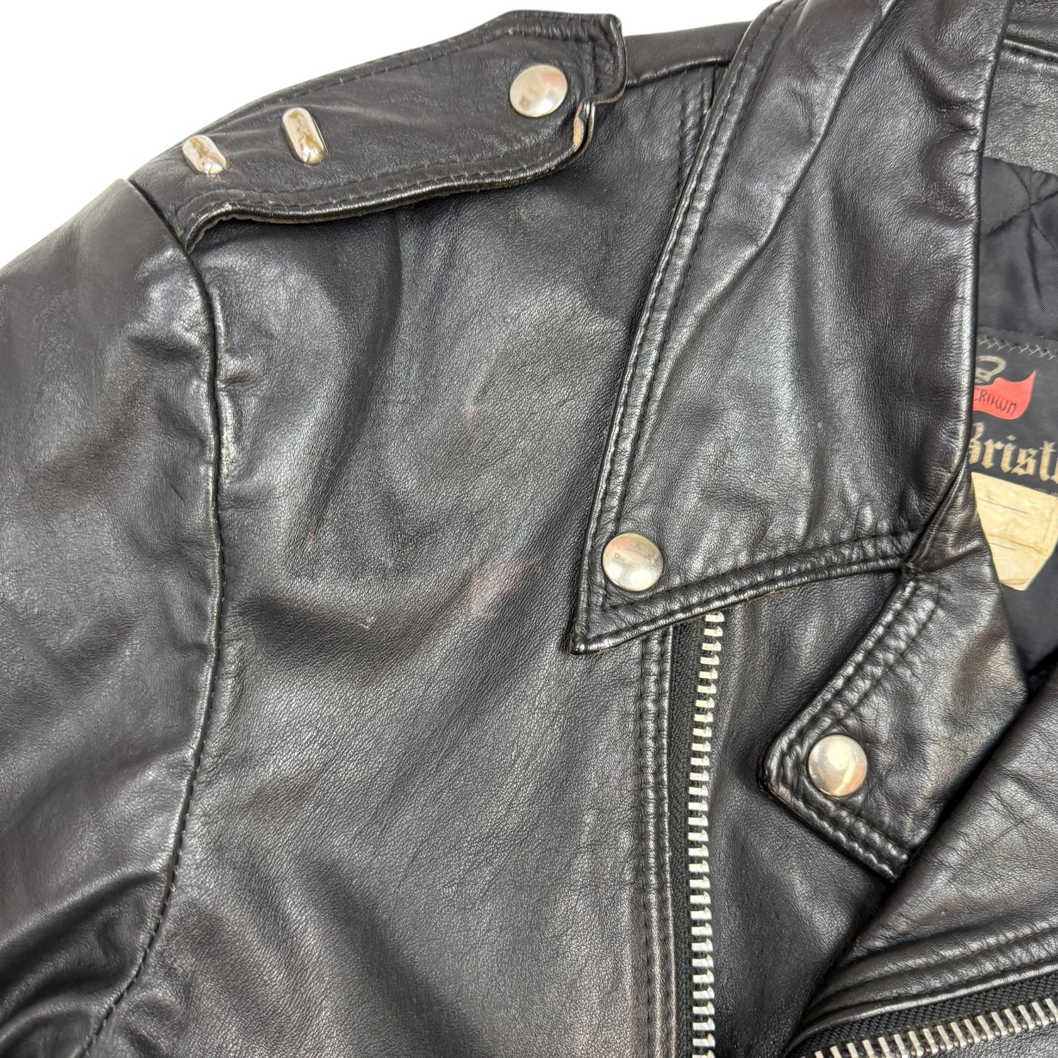 Vintage Bristol Leather Moto Jacket Black