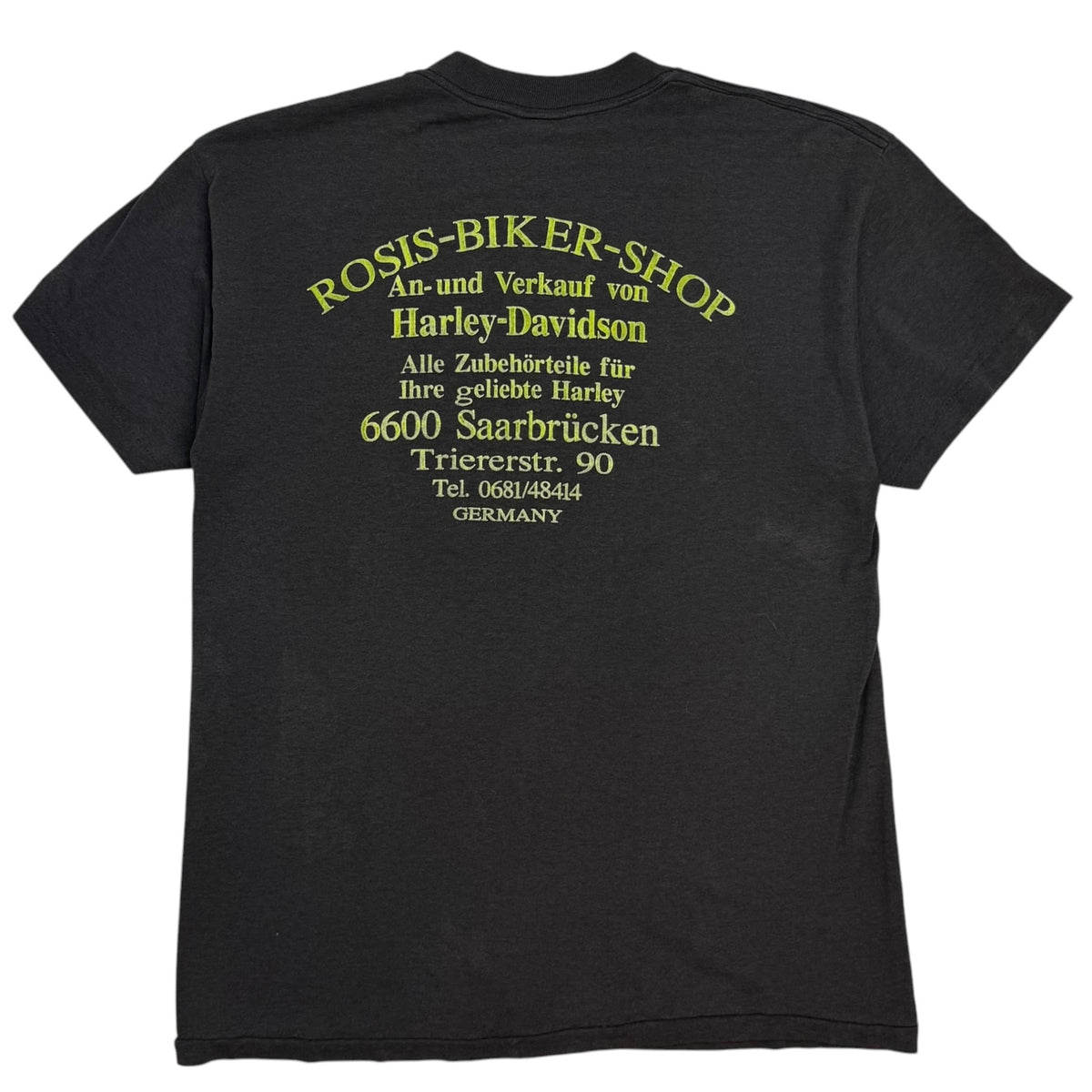 1990 Harley Davidson Brothers In The Wind 3D Emblem Tee Faded Black