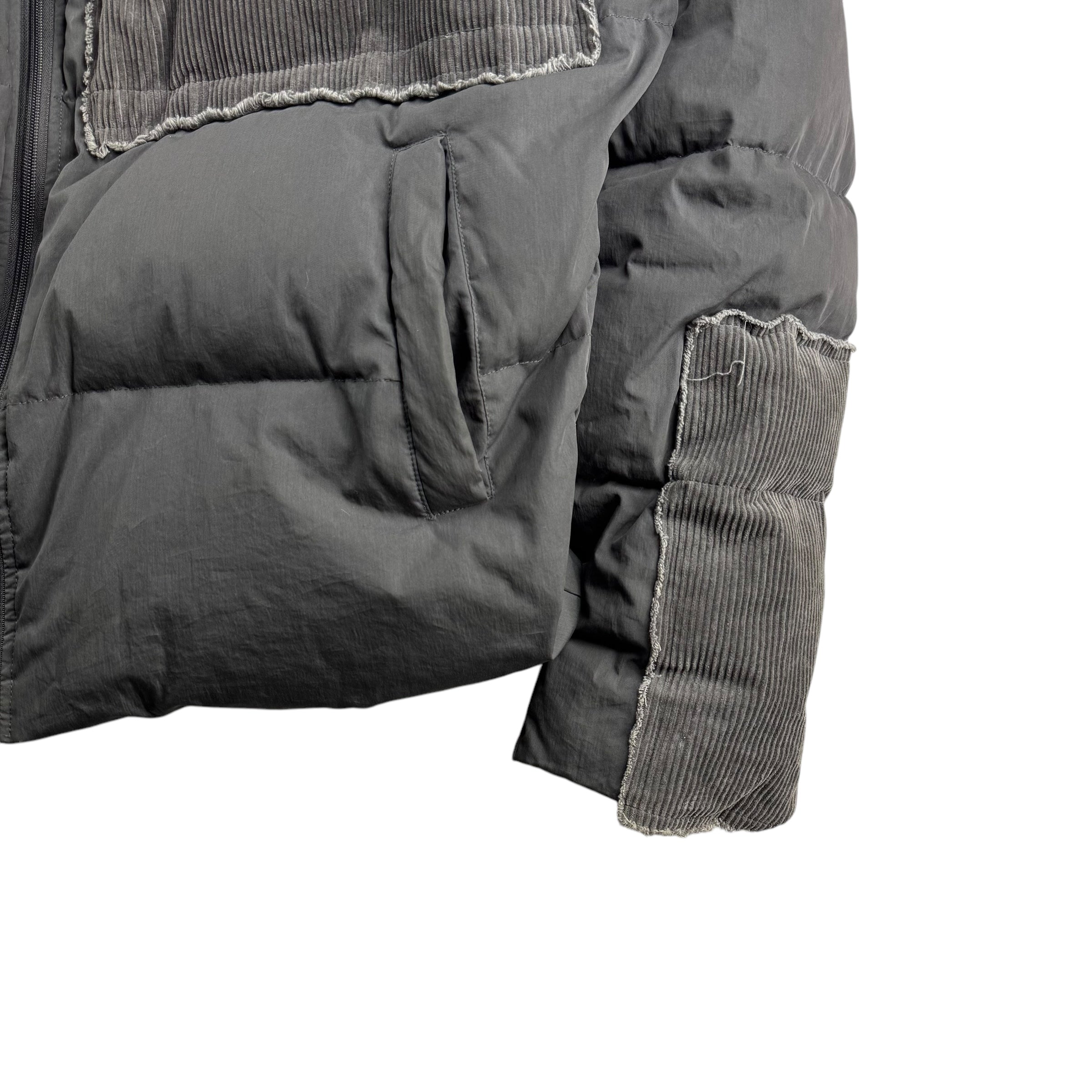 C2H4 Patchwork Down Puffer Jacket Washed Black