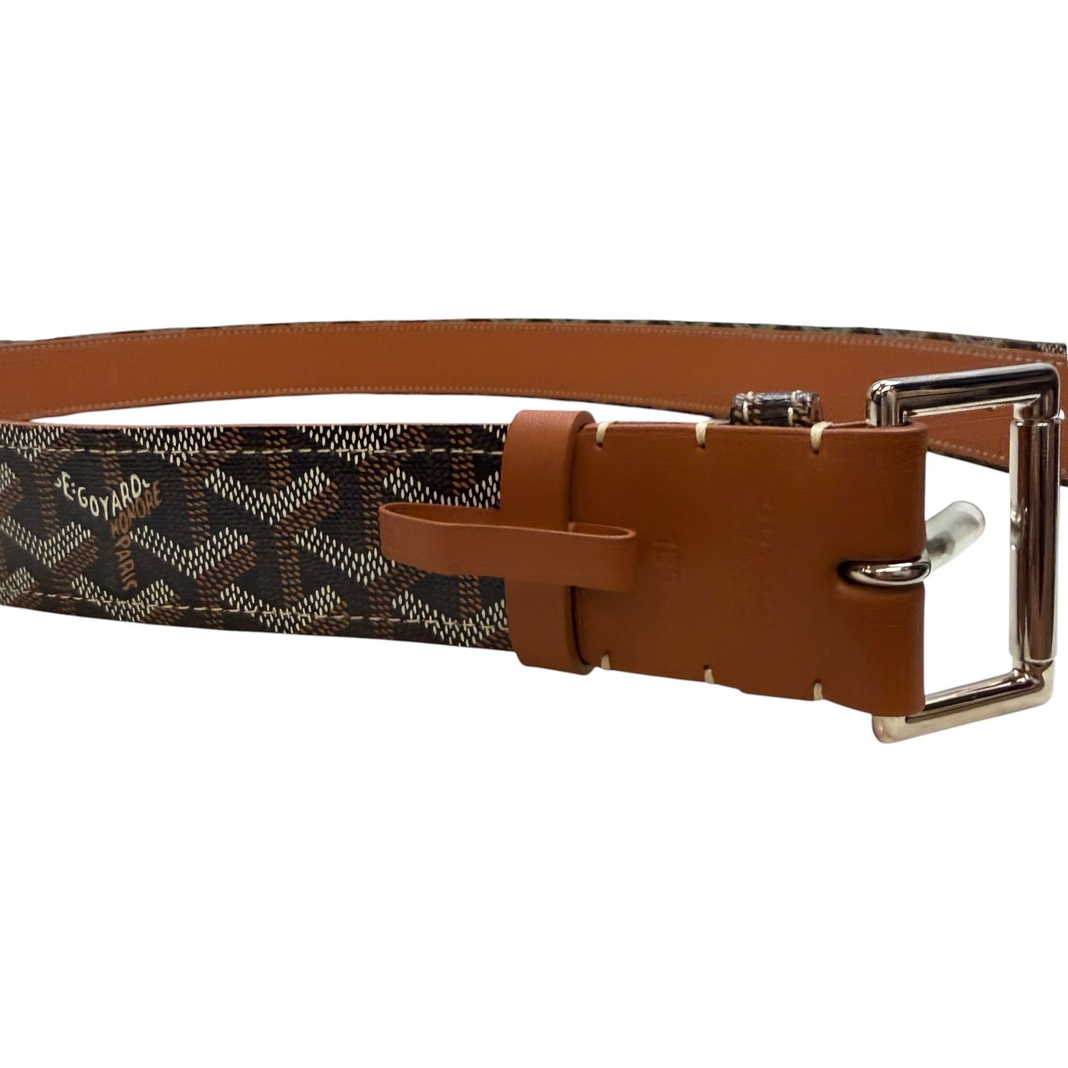 Goyard Florida Canvas and Calfskin Leather Belt Black/Tan