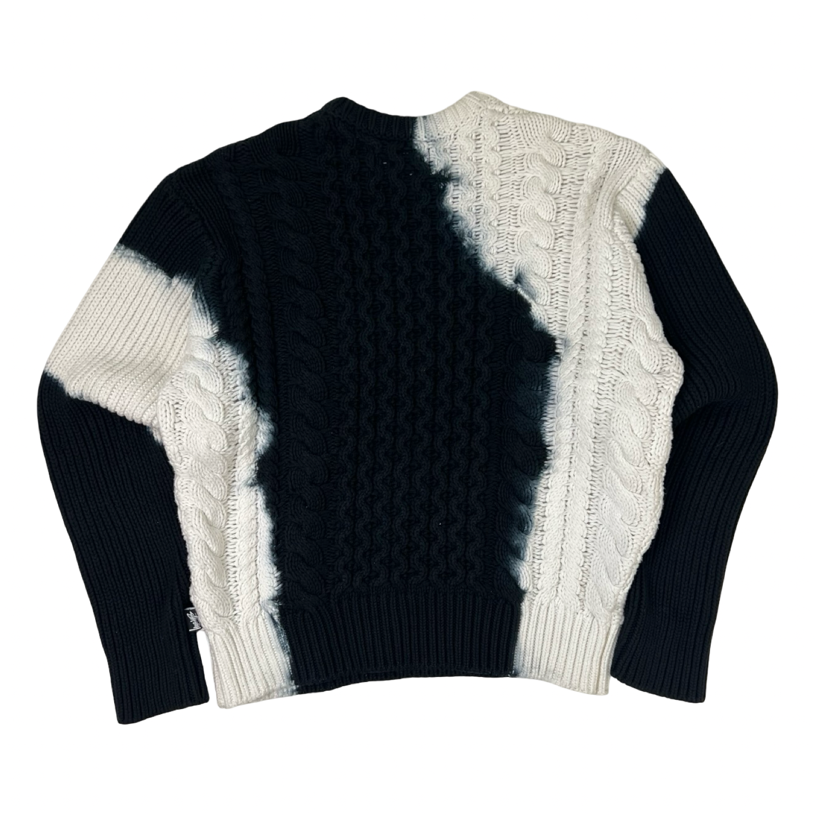 Stussy Tie-Dye Fisherman Sweater Black/White
