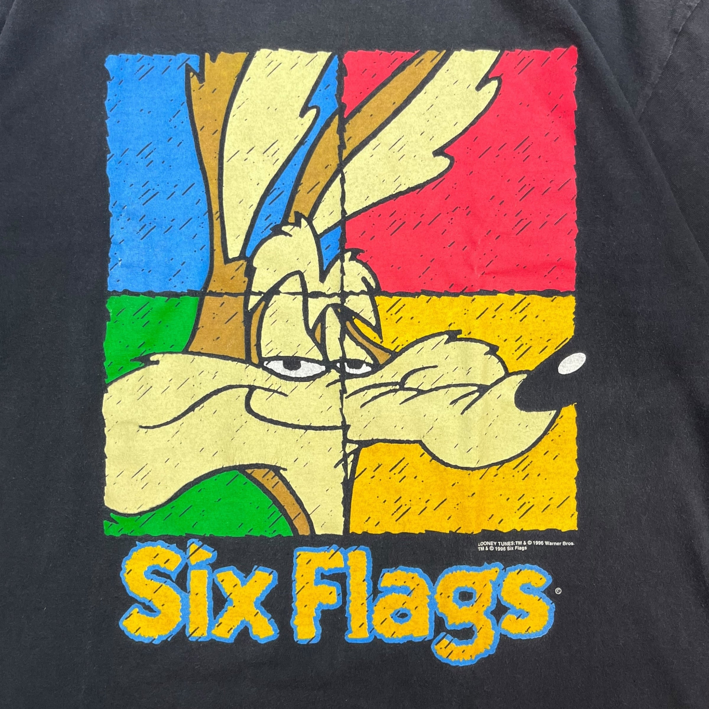 1996 Six Flags Looney Tunes Wile E. Coyote Tee Black
