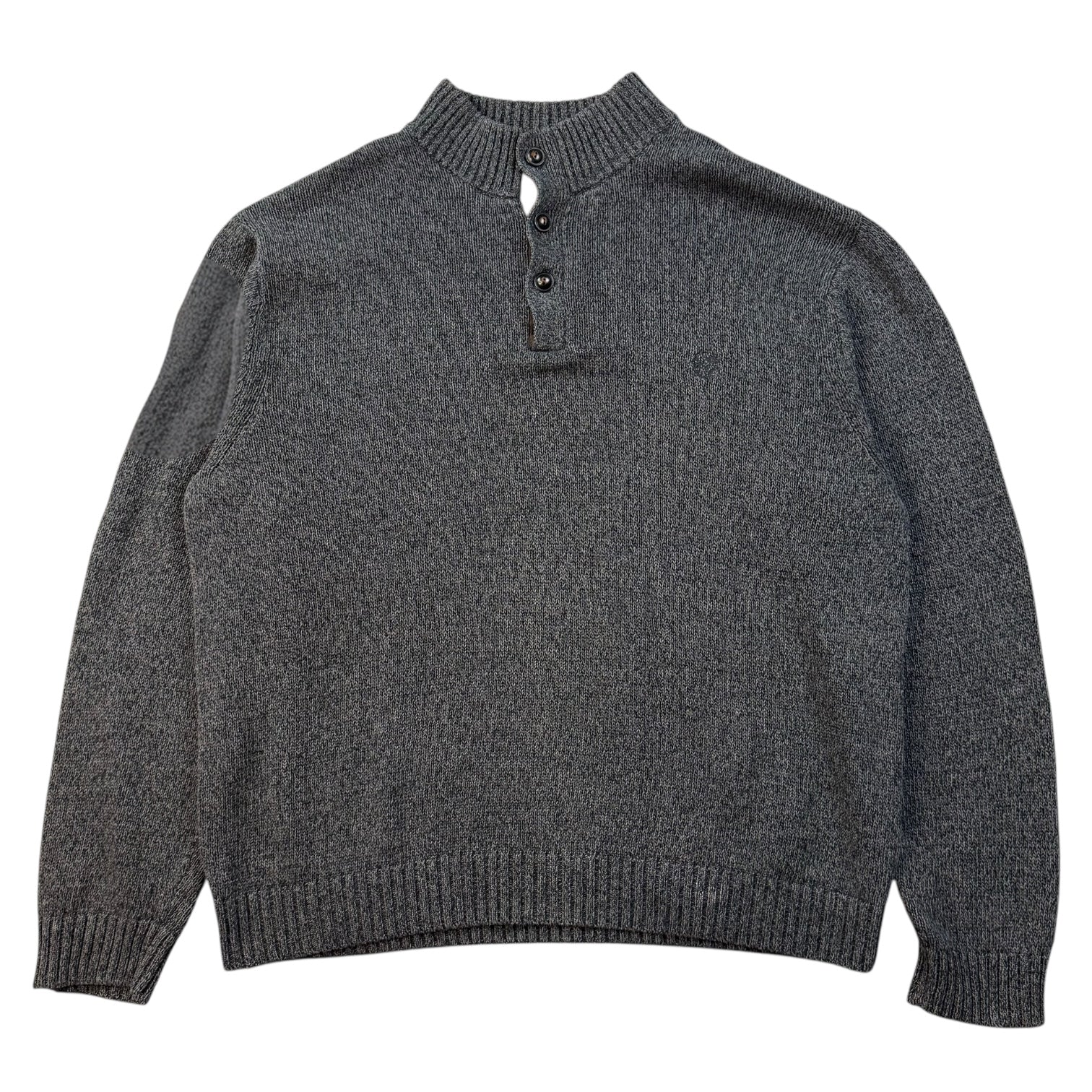Vintage Chaps Knit Button Up Sweater Grey