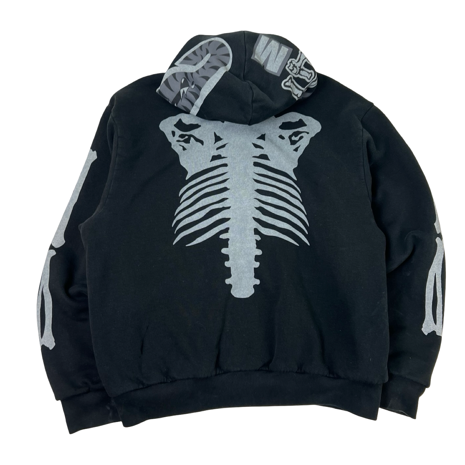 A Bathing Ape Skeleton Shark Heavy Washed Cropped Fit Full Zip Hoodie