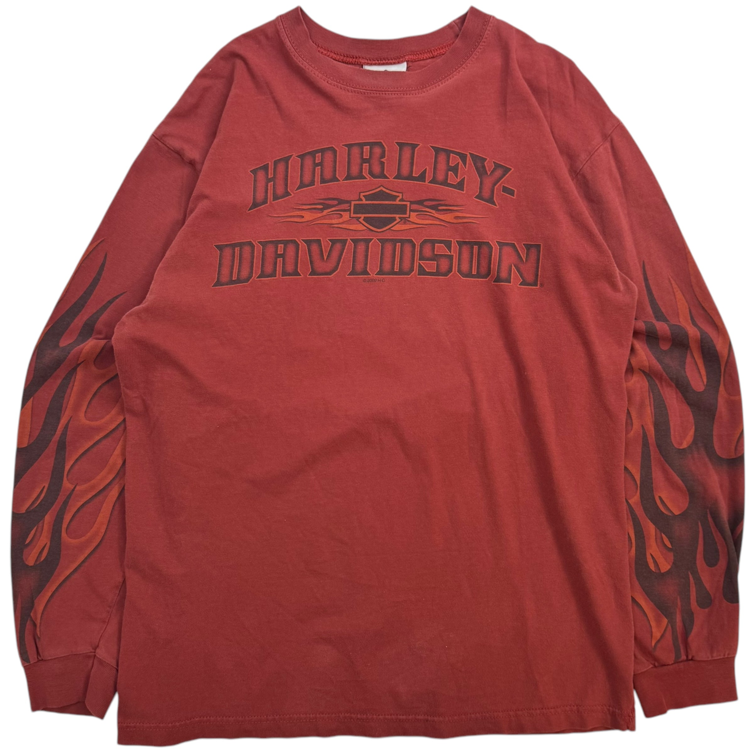 Vintage Harley Davidson Of Edmonton Flames L/S Tee Red
