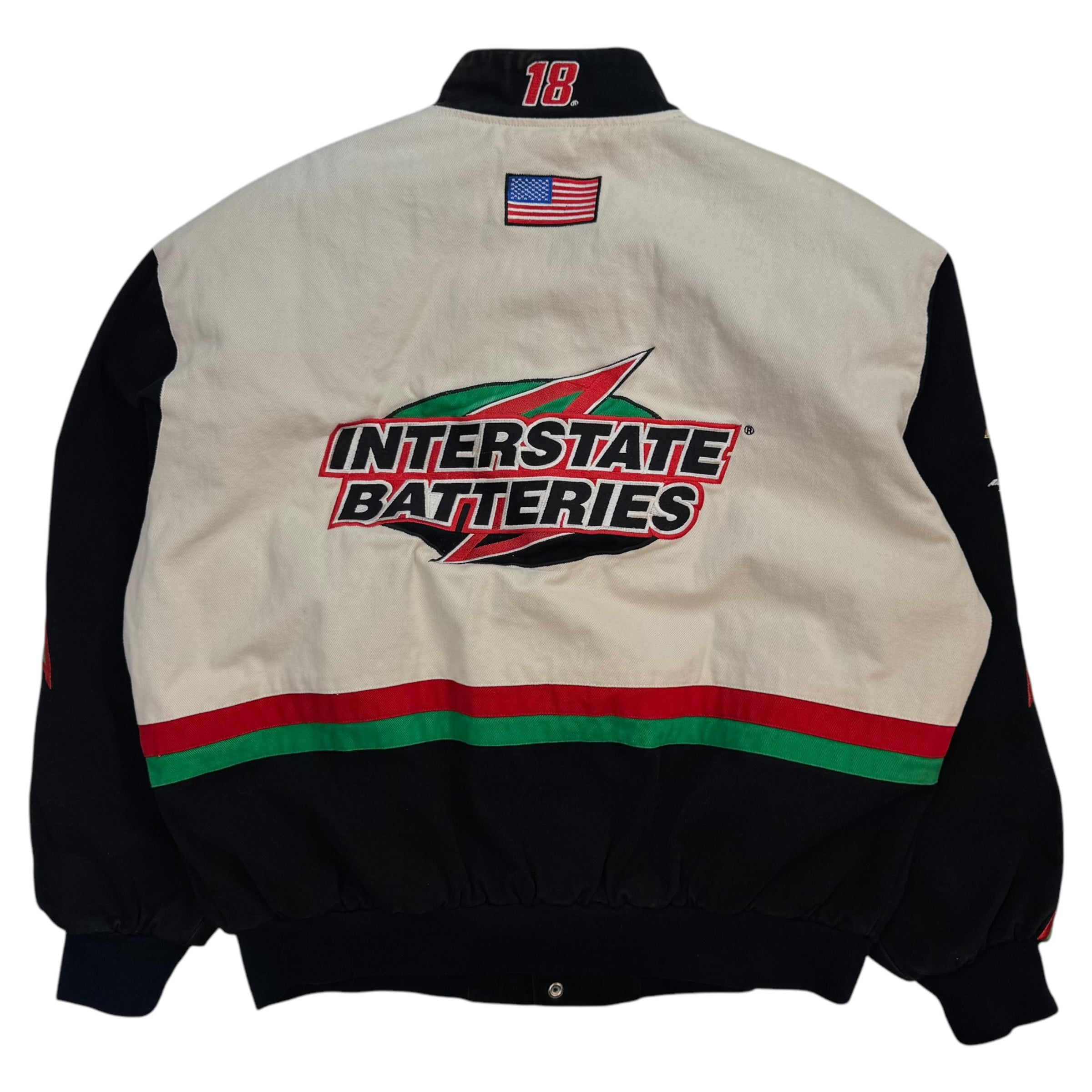 Vintage Jeff Hamilton NASCAR Interstate Batteries Bobby Labonte Racing Jacket Tricolor