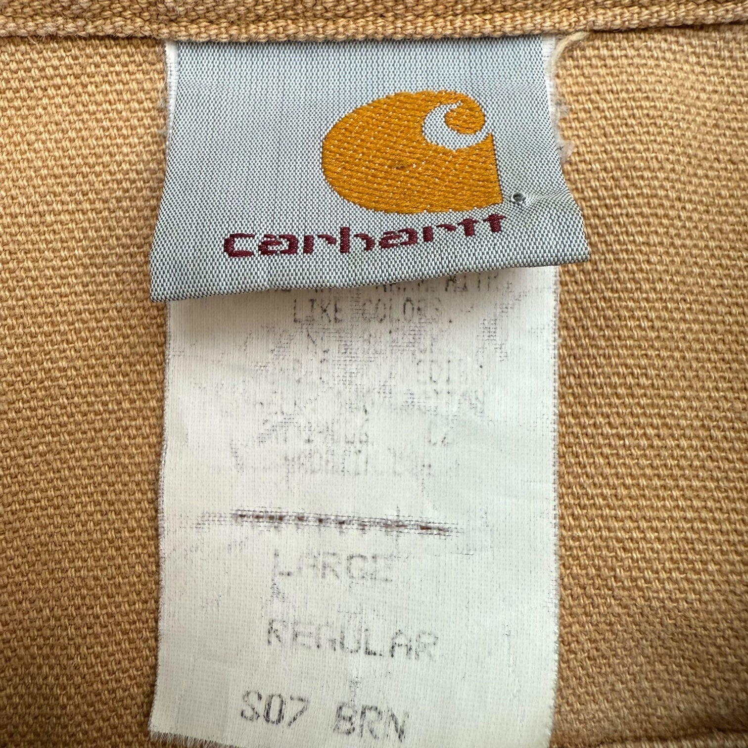 Vintage Carhartt Duck Canvas Button Up Shirt Tan