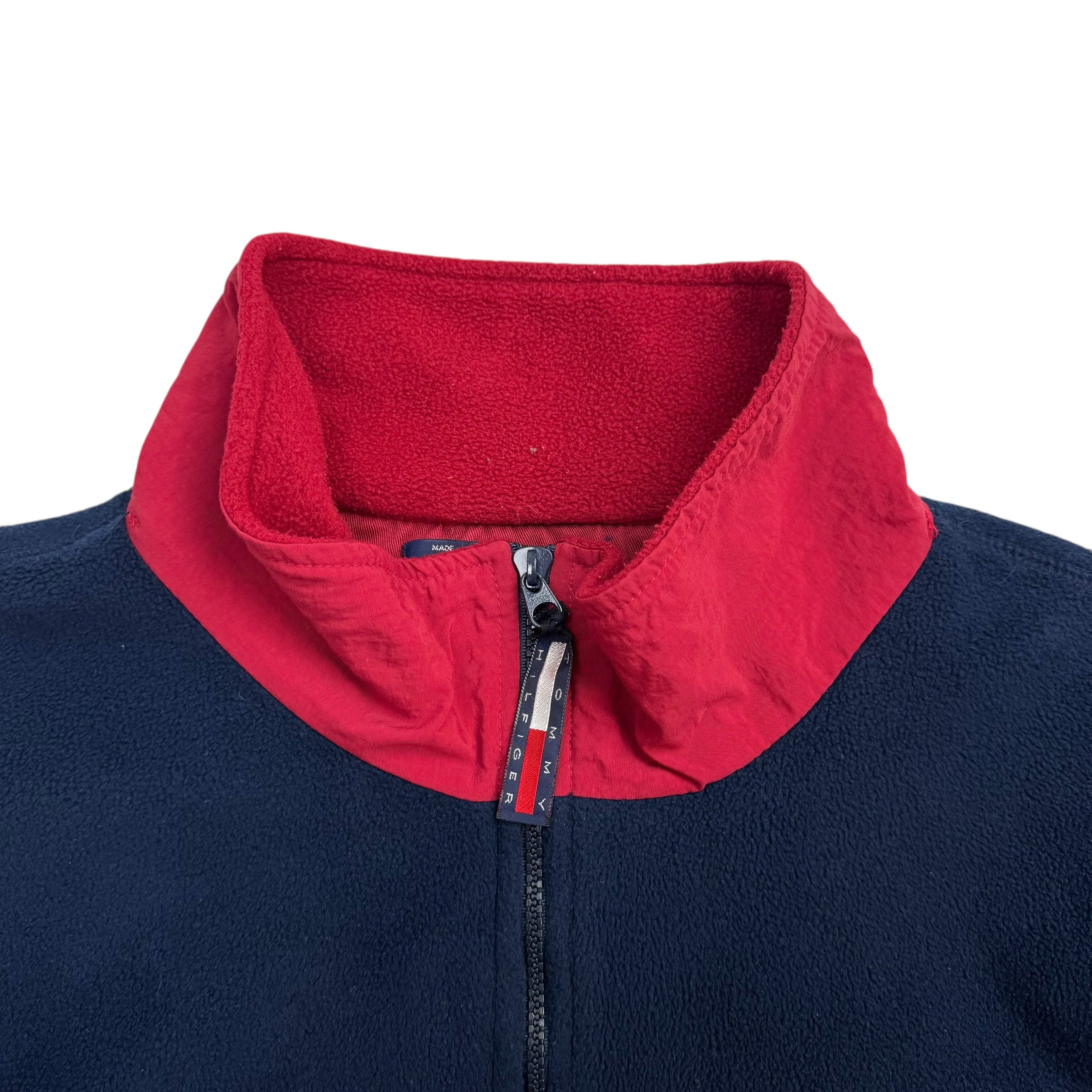 Vintage Tommy Hilfiger Quarter Zip Thermal Fleece Navy Blue Red