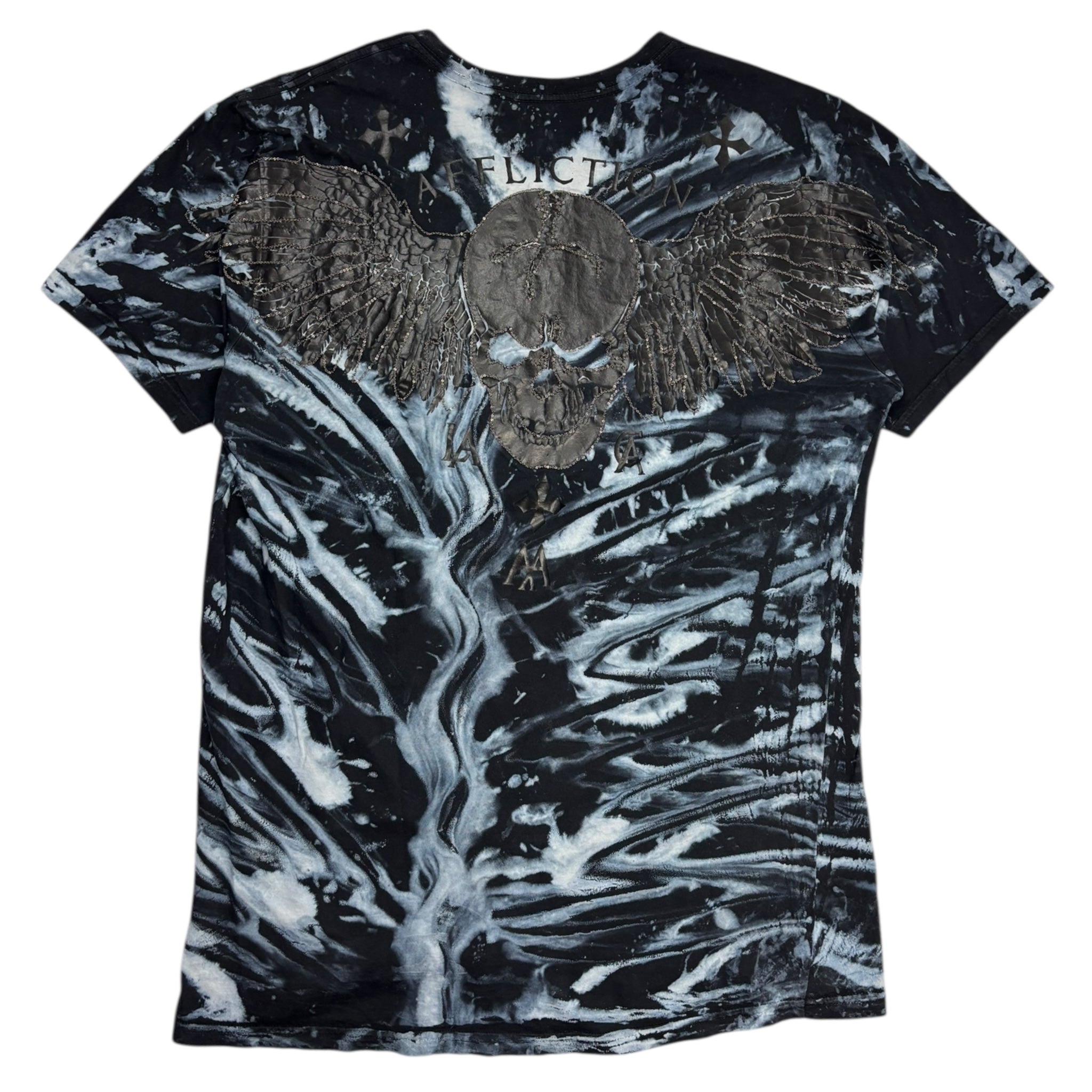 Vintage Y2K Affliction Winged Skull Tie Dye T-Shirt