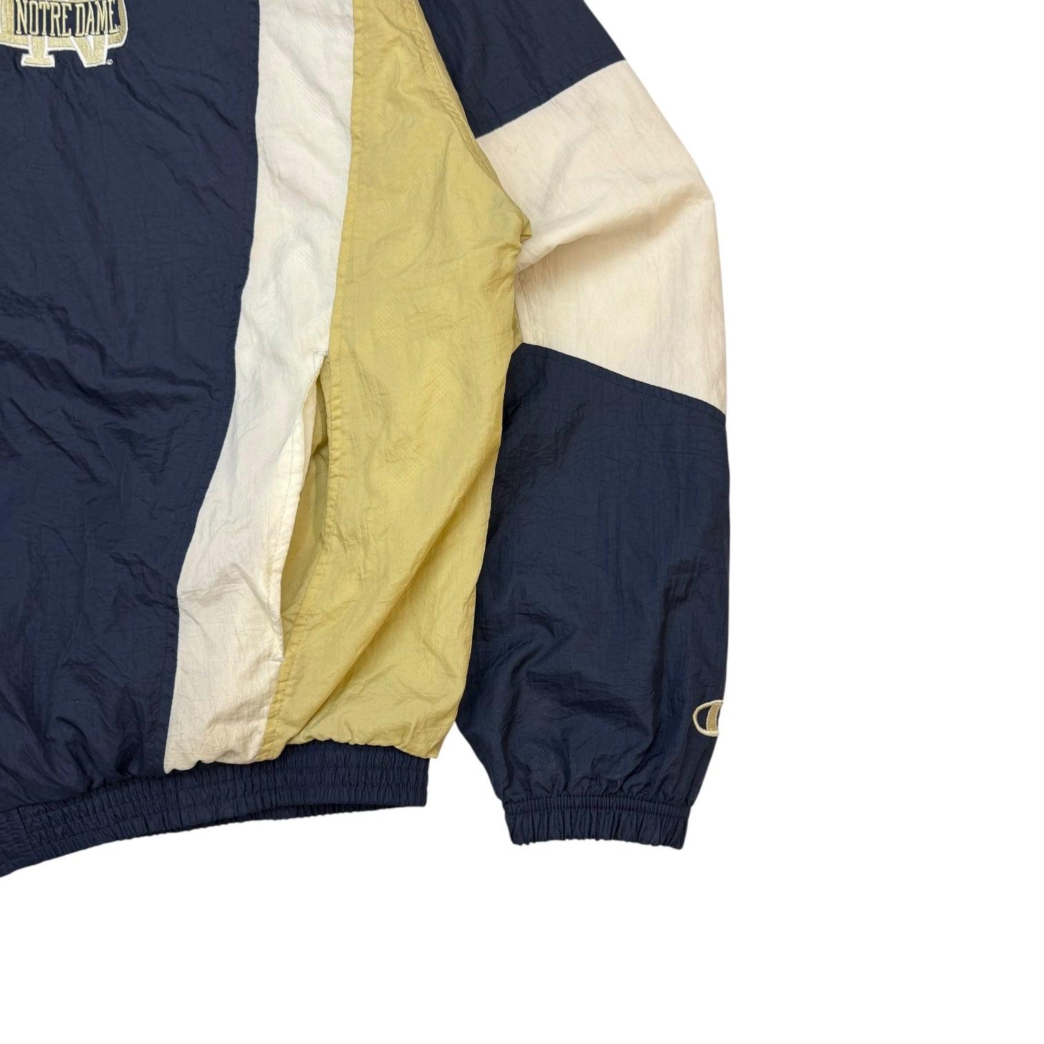 Vintage Champion University Of Notre Dame Windbreaker Jacket Blue/Gold