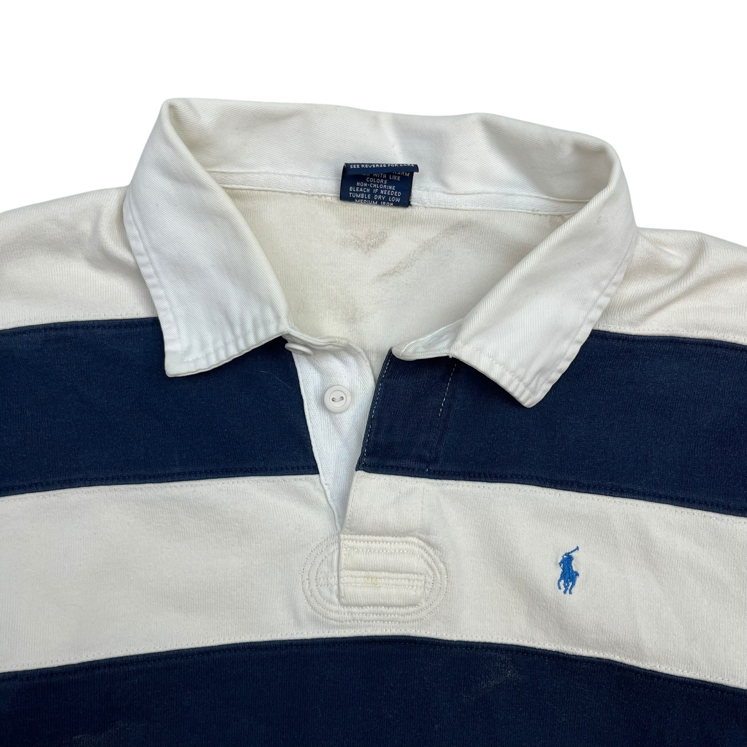 Vintage Polo Ralph Lauren Rugby Shirt White/Navy Blue