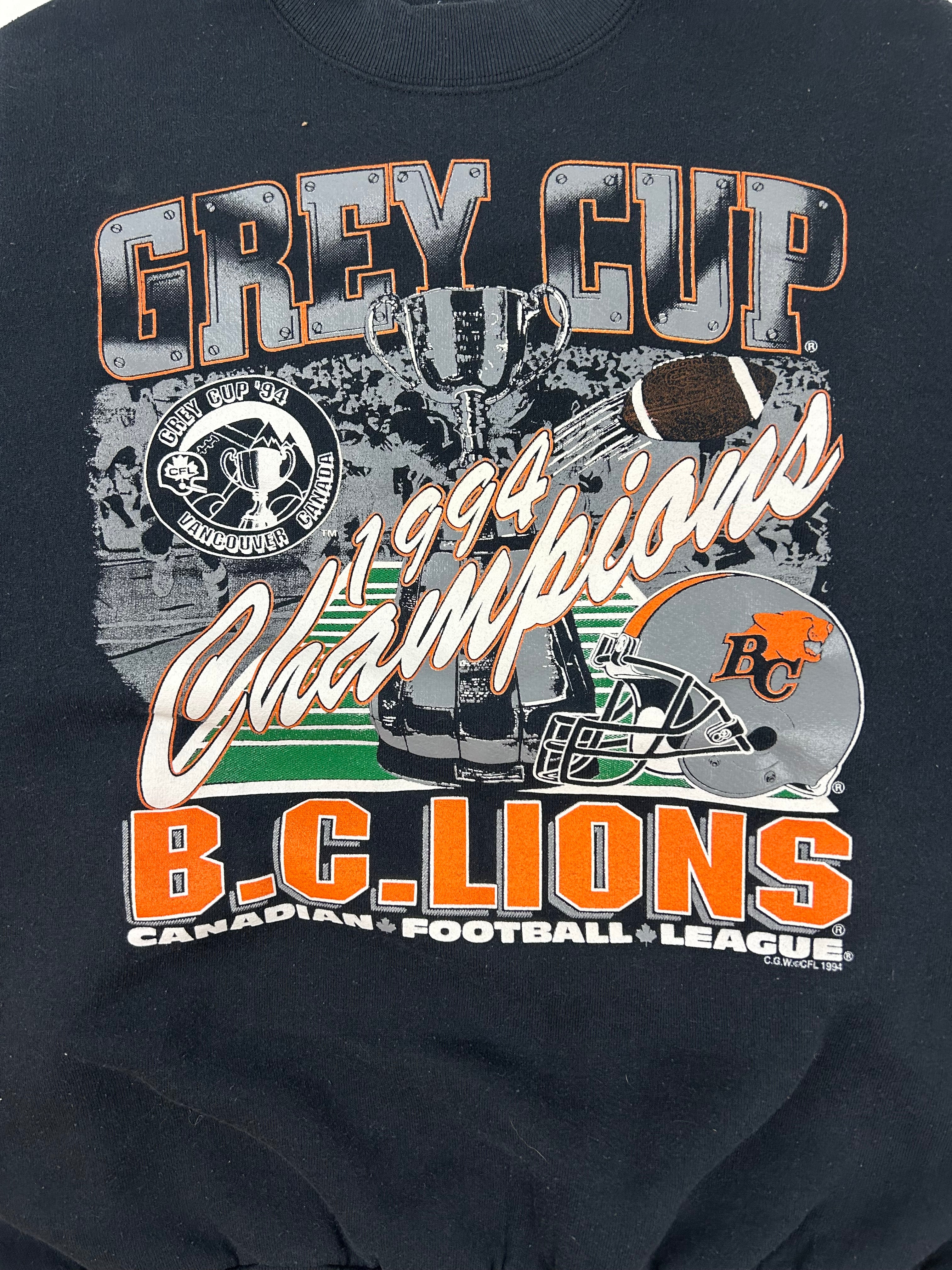 1994 Grey Cup Champs BC Lions Crewneck Black