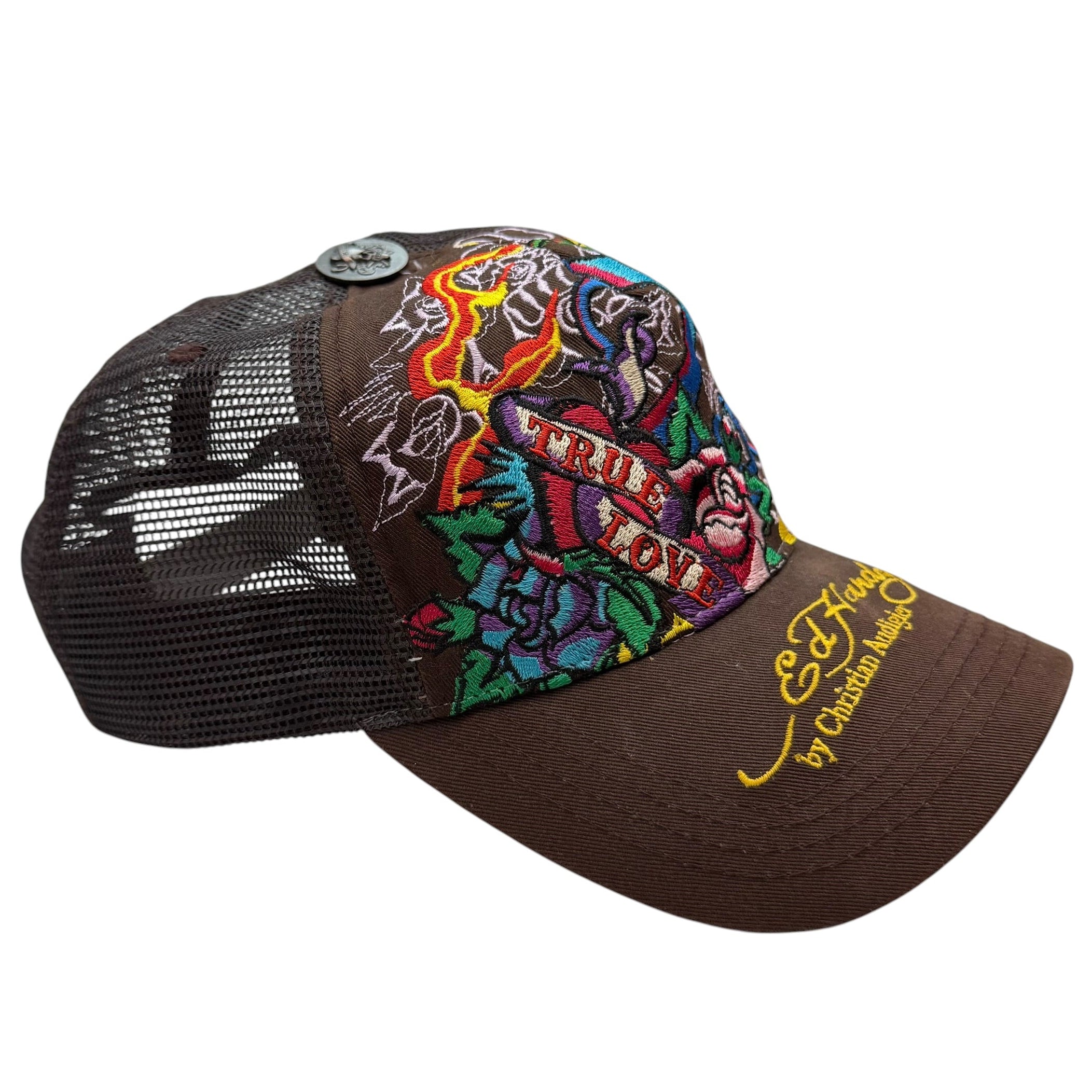 Vintage Ed Hardy By Cristian Audigier Embroidered Snapback Brown