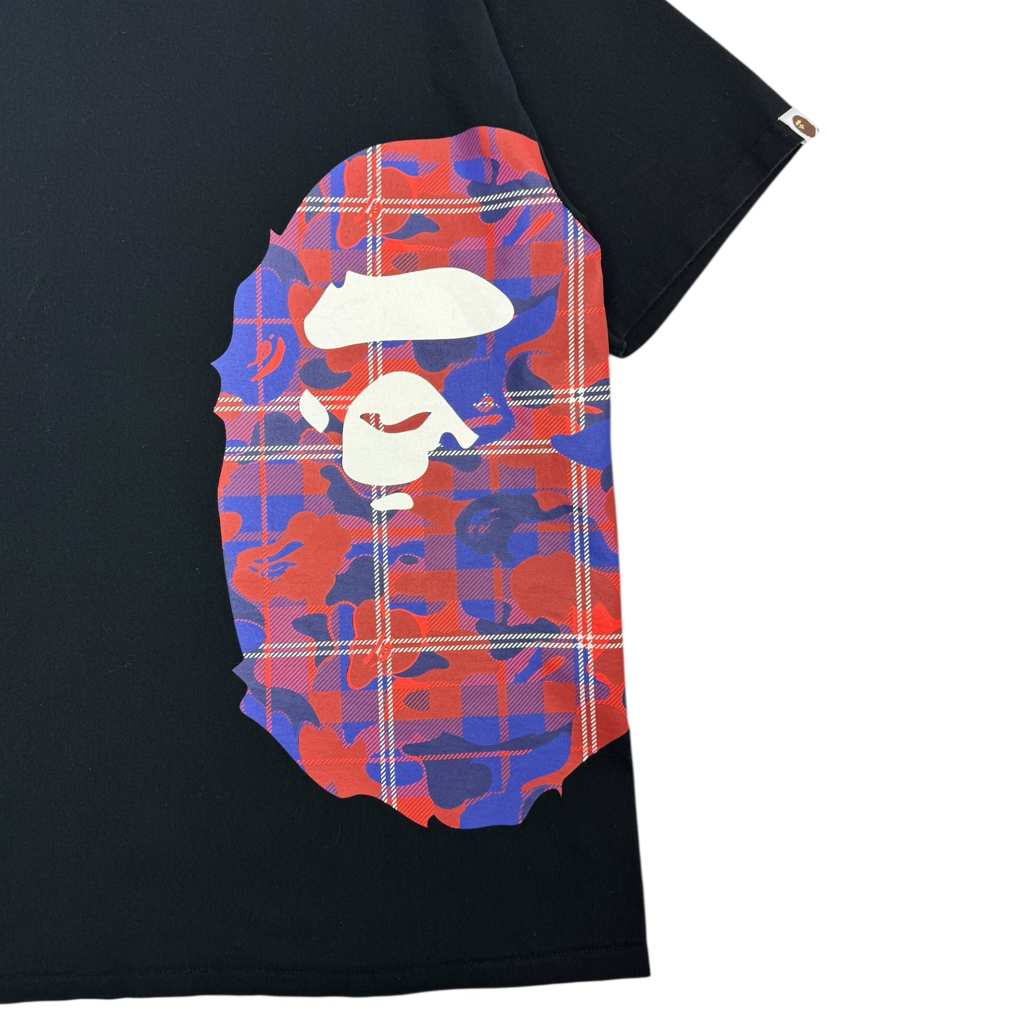 Bape Plaid Camo Side Big Ape Head T-Shirt