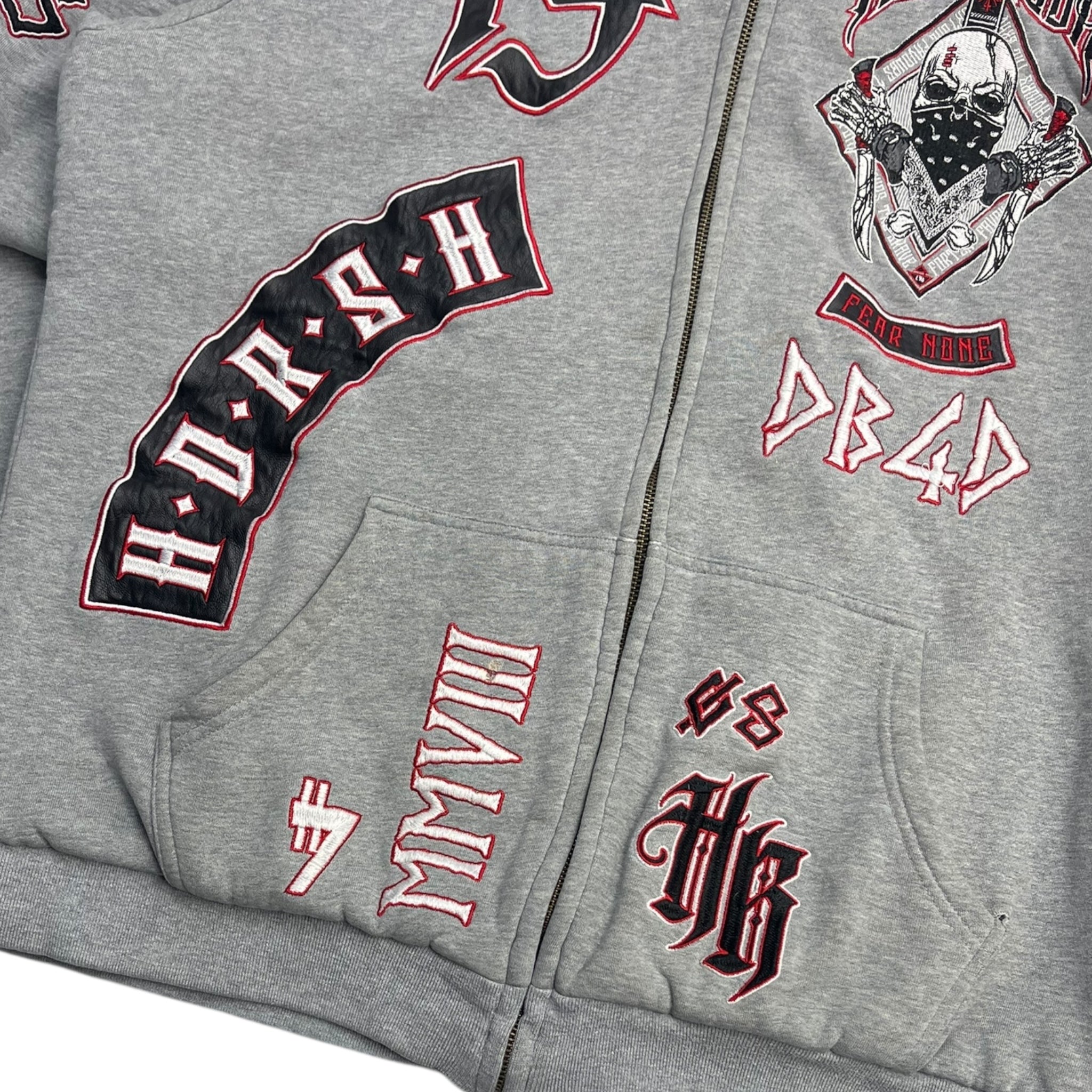 Y2K Headrush Embroidered Biker Zip Up Hoodie