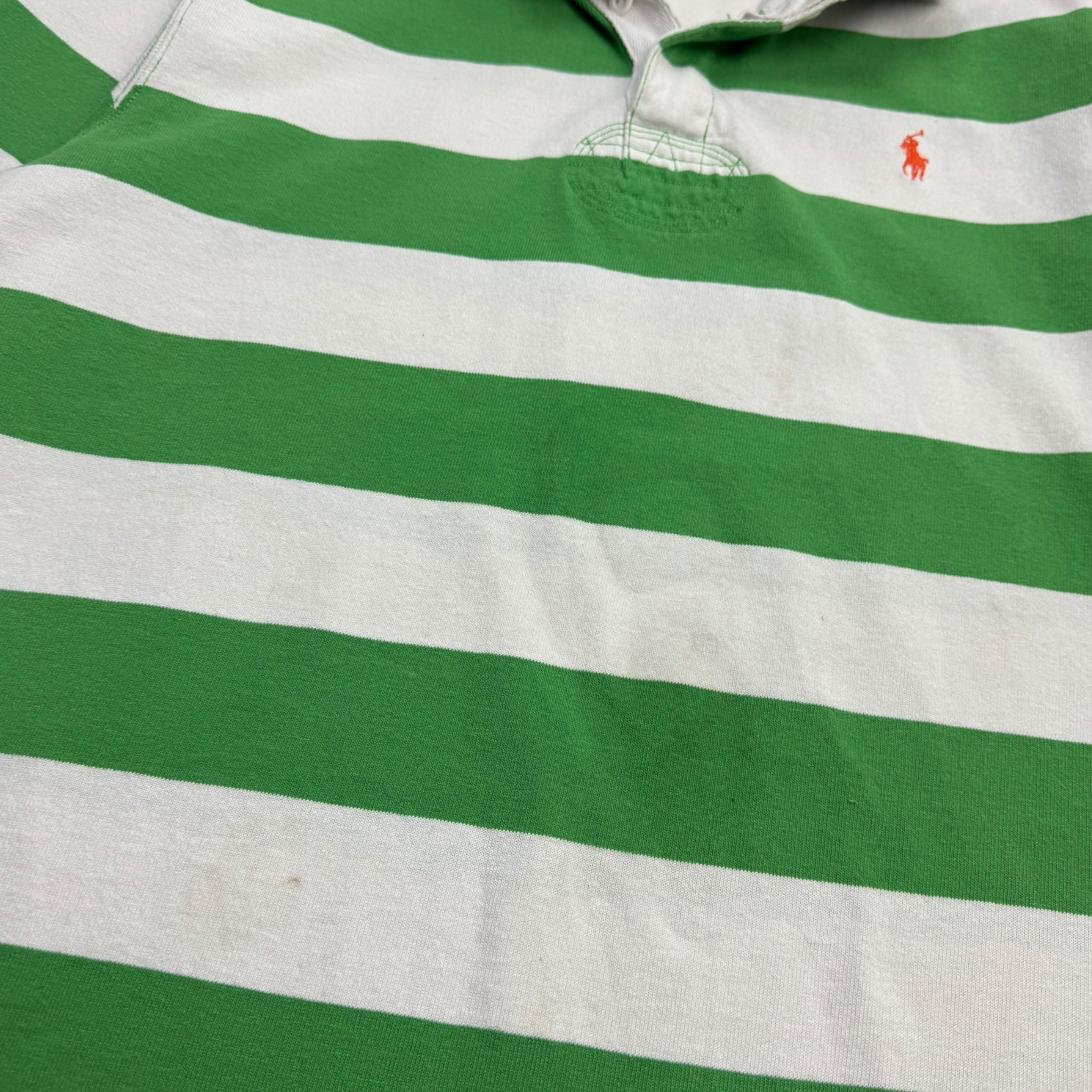Vintage Polo Ralph Lauren Striped Collared Rugby Green