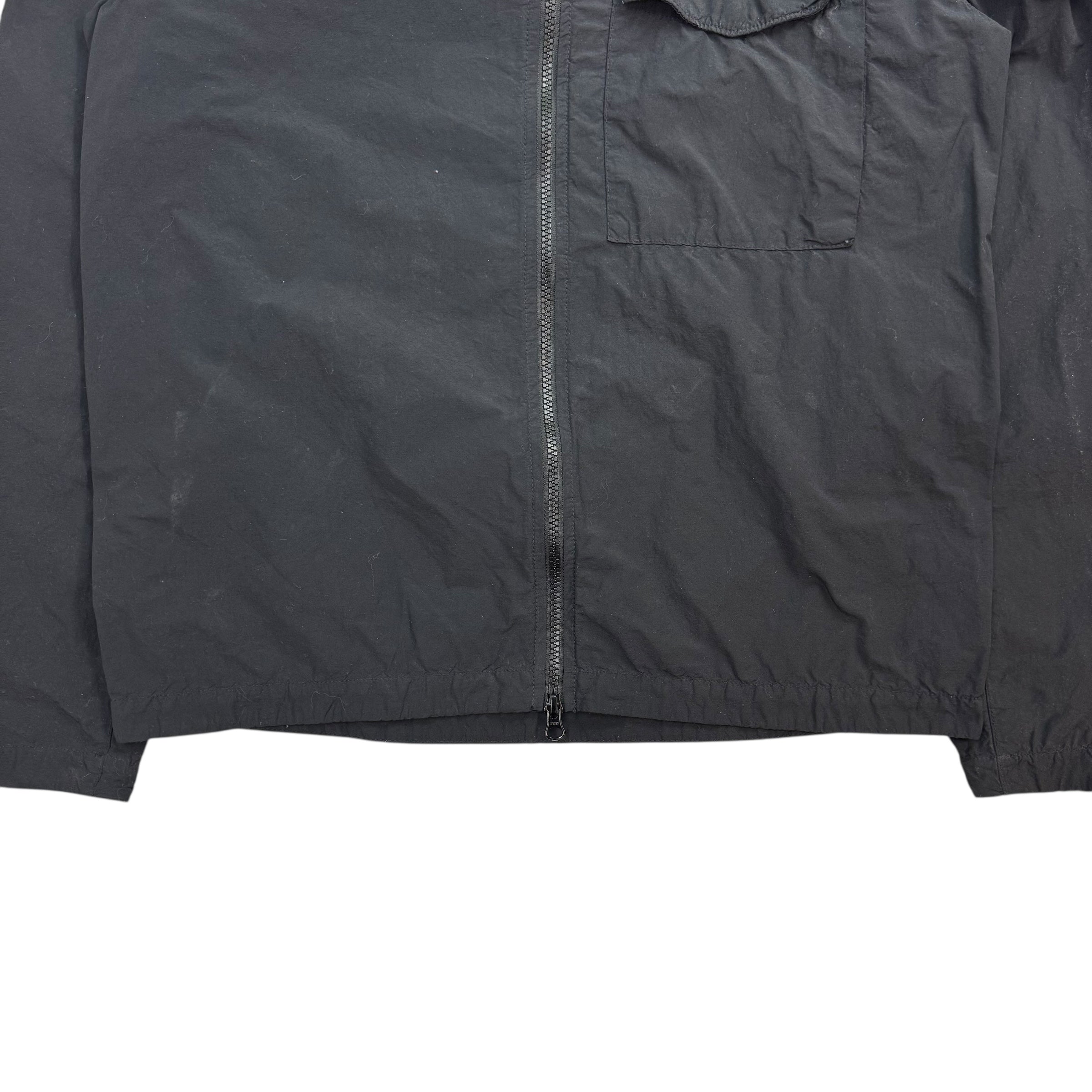 Stone Island Zip-Up Hooded Jacket Black