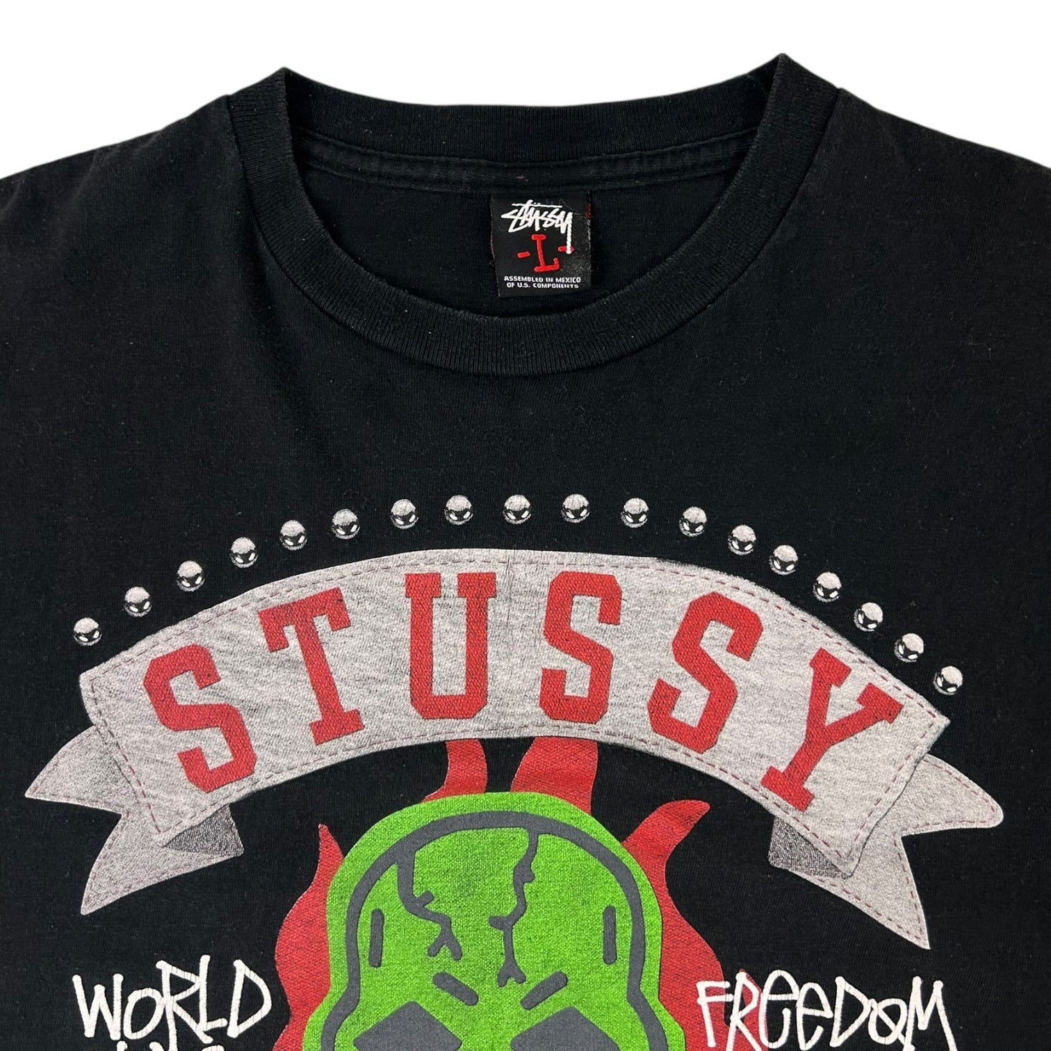 Vintage Stussy World Of Pose Skull T-Shirt Black
