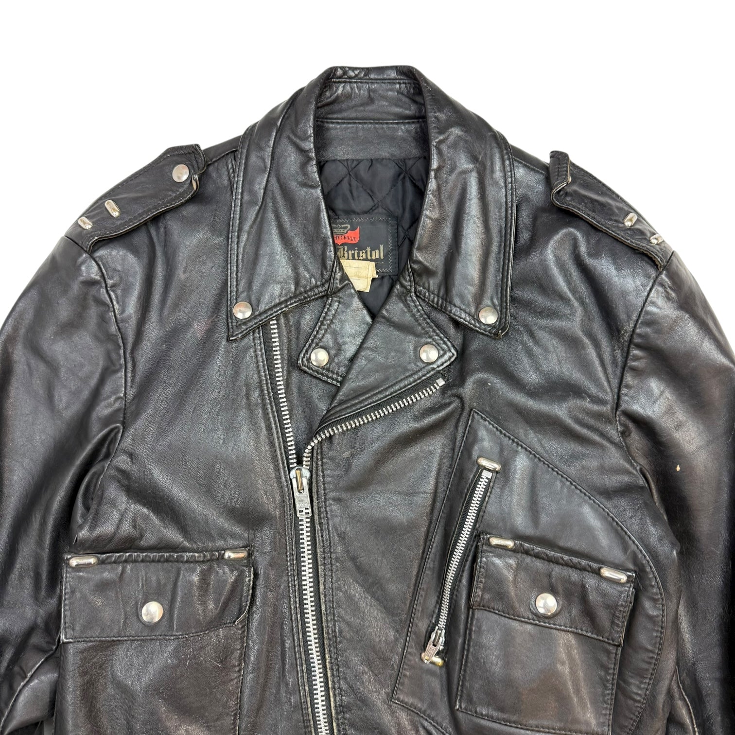 Vintage Bristol Leather Moto Jacket Black
