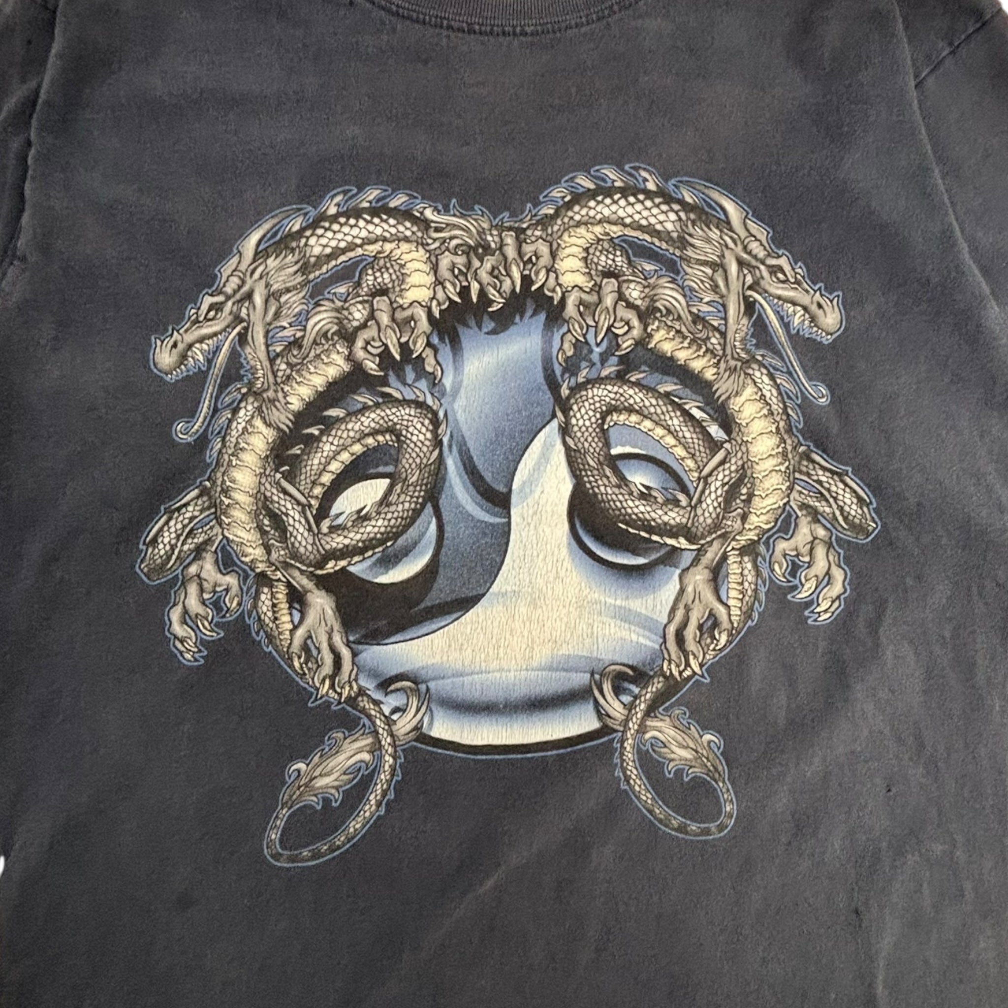 Vintage Y2K JNCO Jeans Twin Dragon Yin Yang Longsleeve T-Shirt
