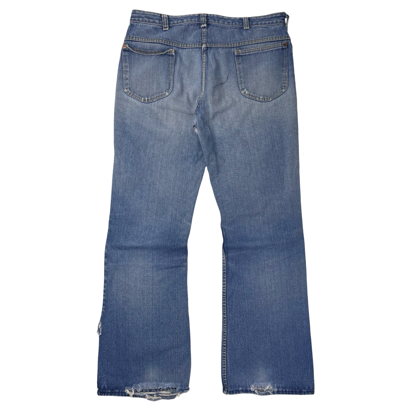 Vintage Reworked Heart Patch Flared Jean Pant Medium Wash