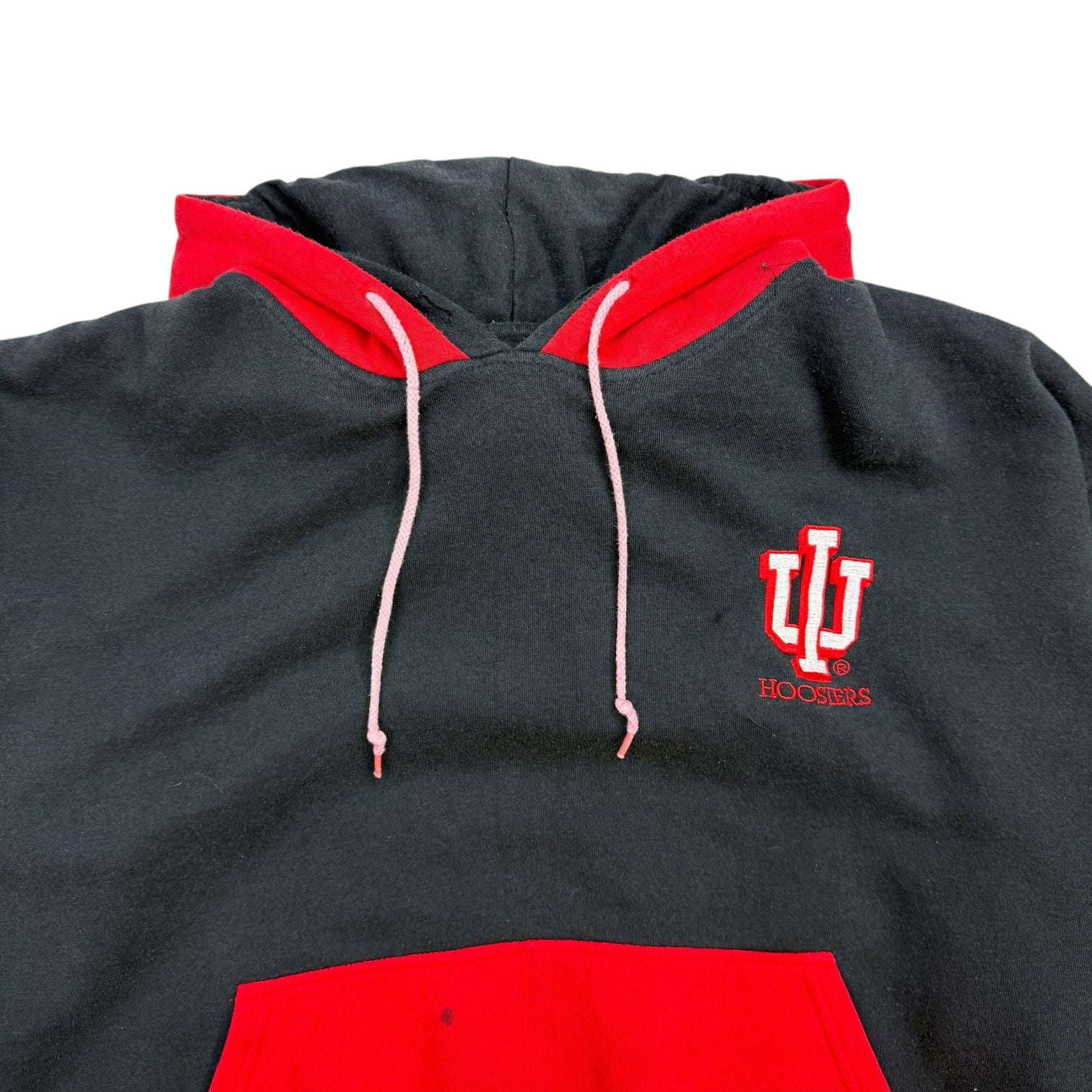 Vintage University Of Indiana Hoosiers Double Hood Hoodie Black/Red