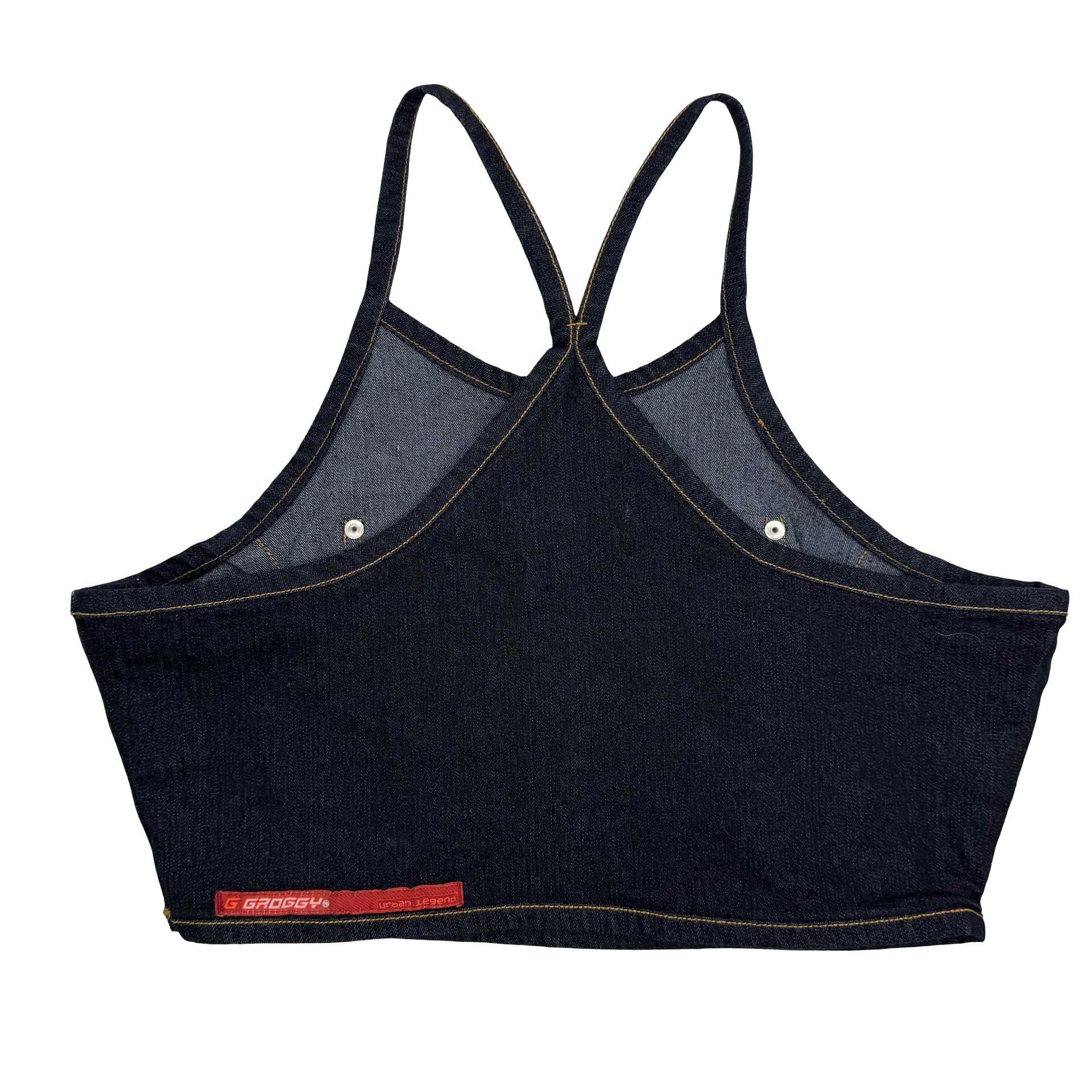 (W) Vintage Y2K Denim Crop Top Dark Indigo