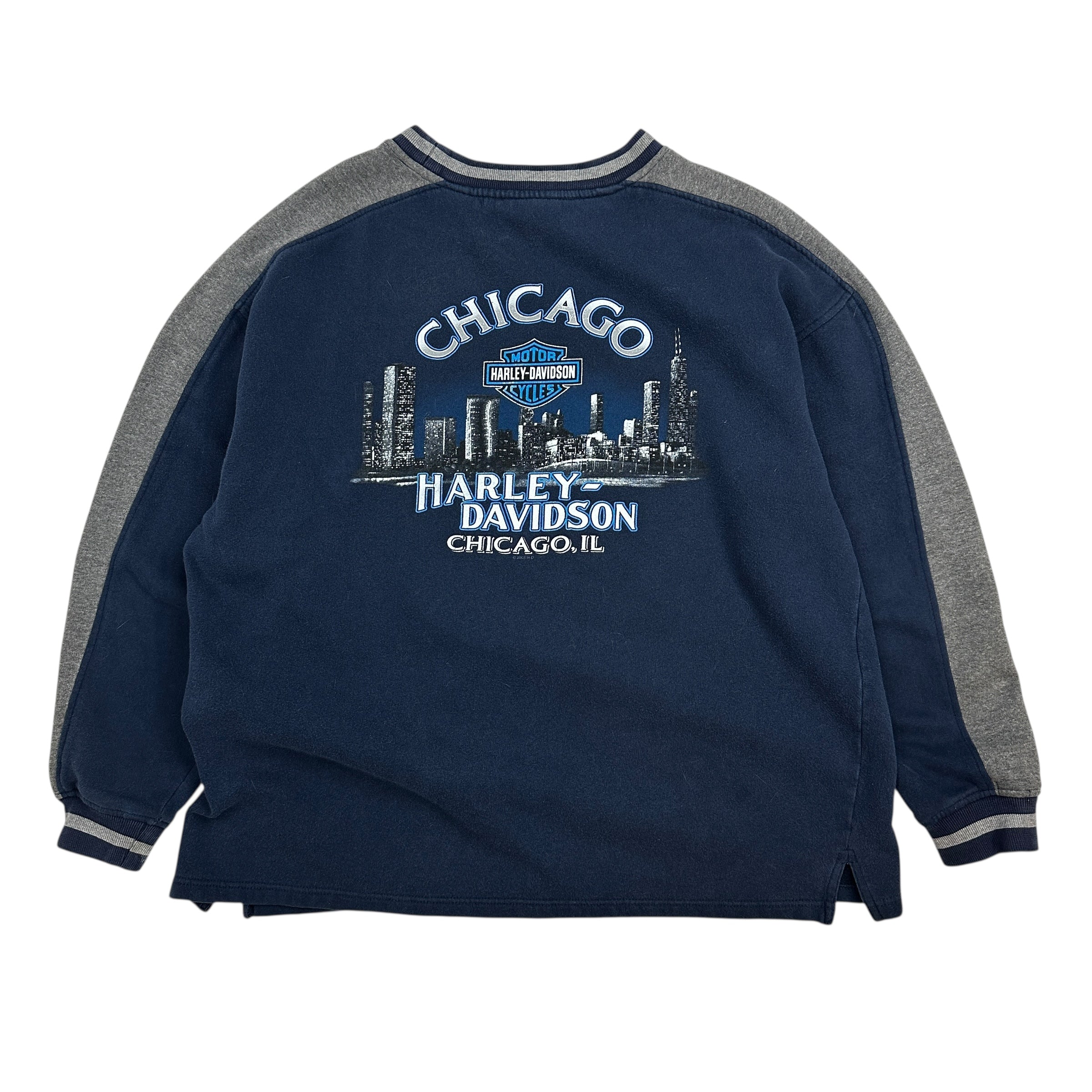 Vintage Harley Davidson Two Tone Crewneck Navy/Grey