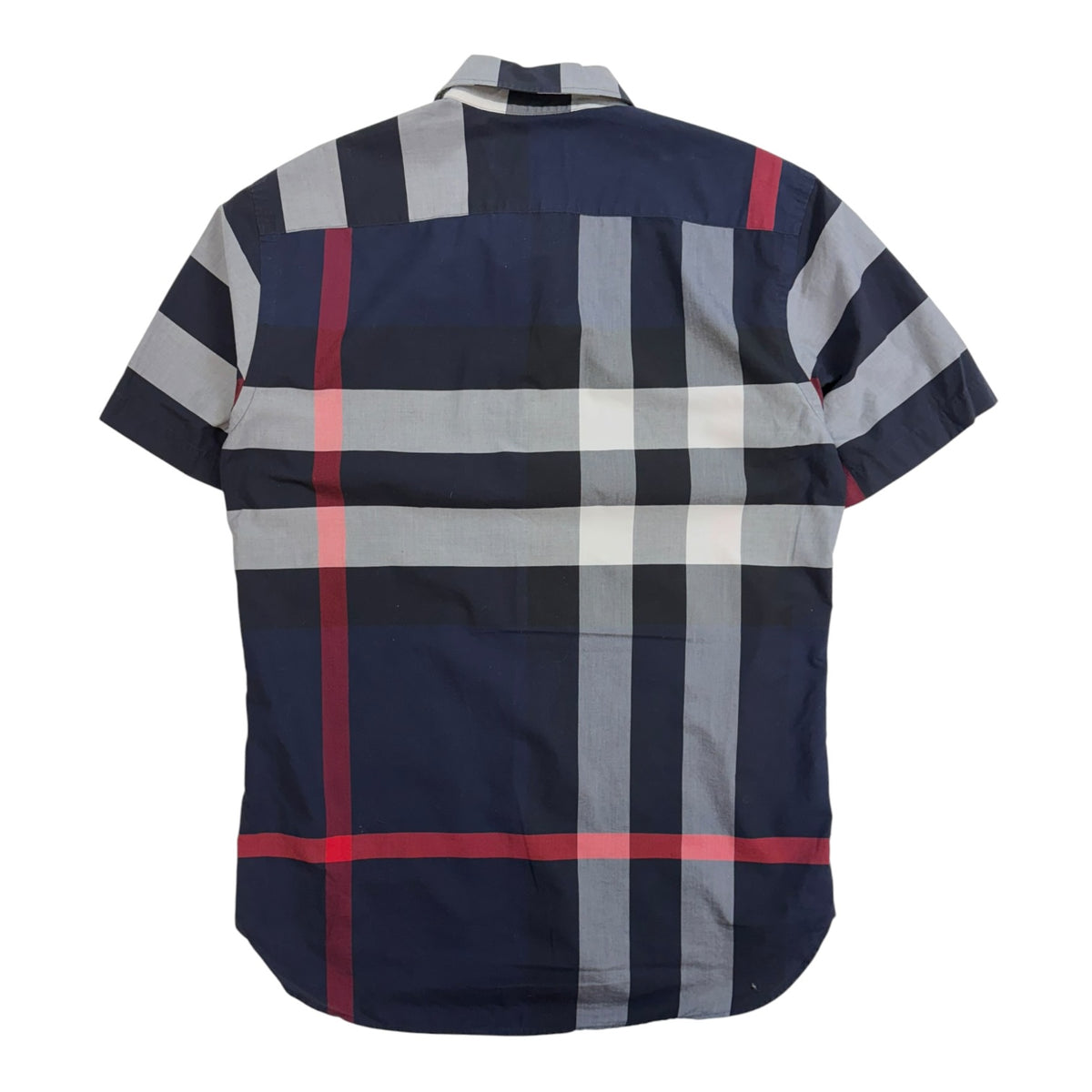 Burberry Checked Short-Sleeve Button-Up Shirt Navy